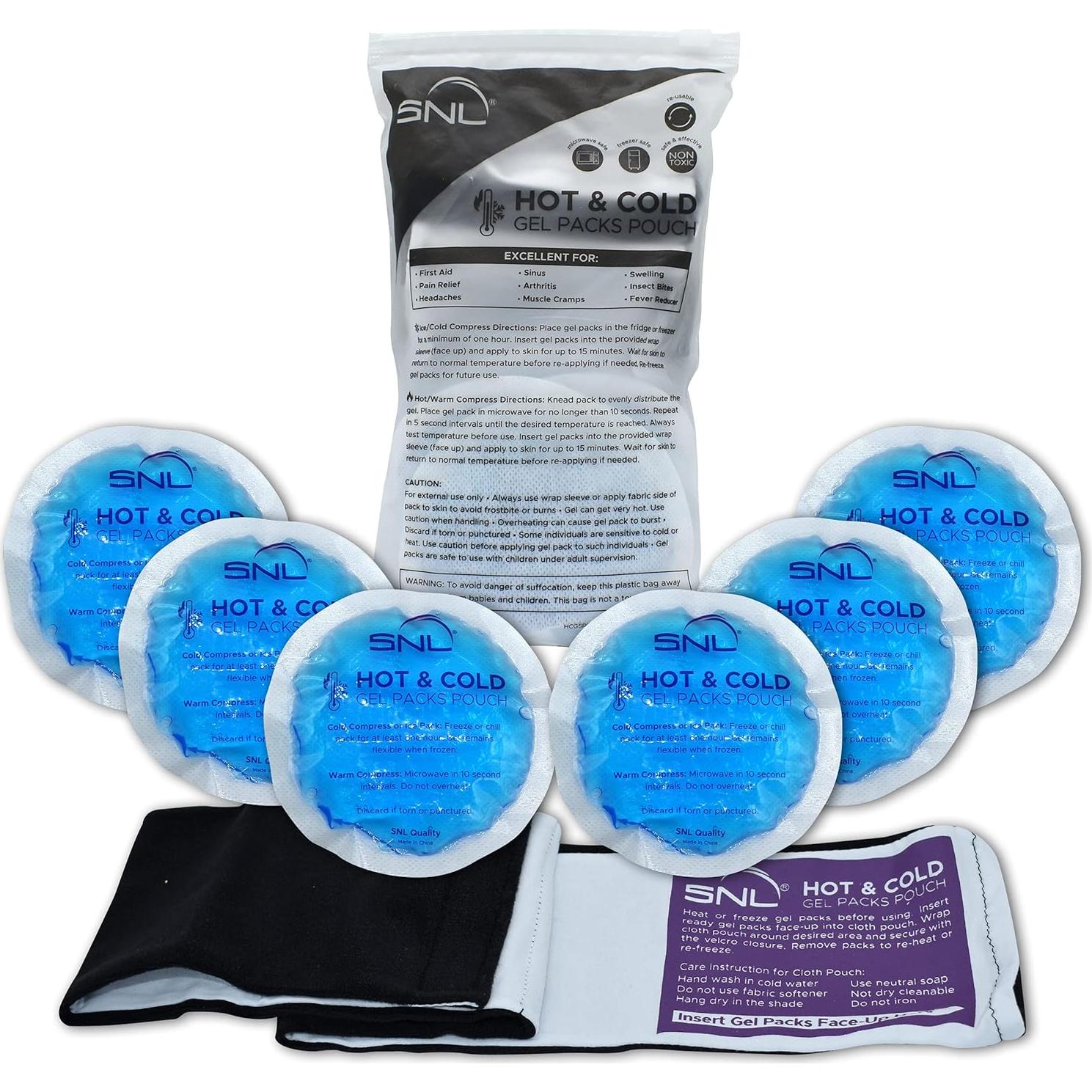 Paquetes de Gel Reutilizables SNL - 6 Unidades, 10.16 cm, Alivio Dolor