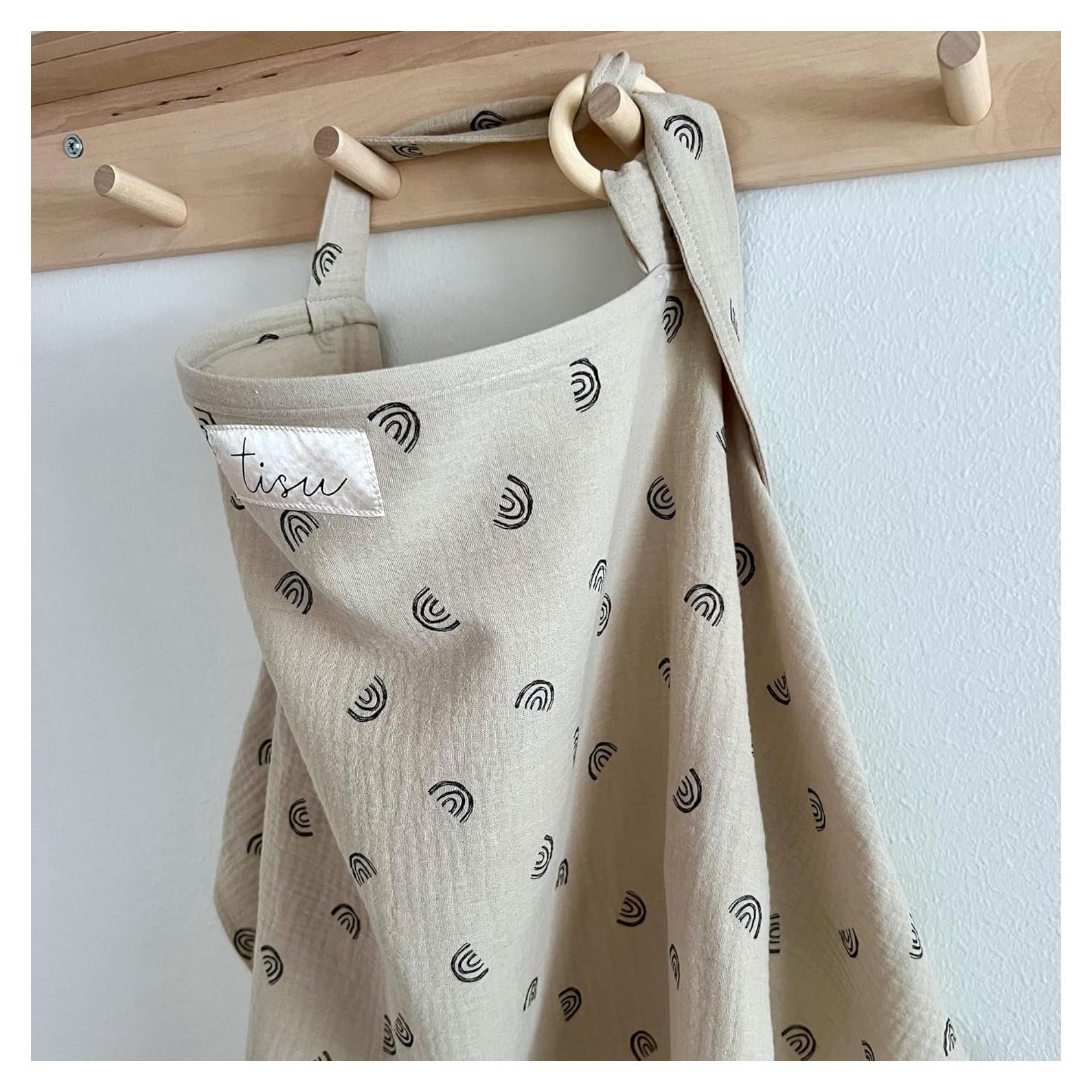 Cubierta de Lactancia TISU Muselina Algodón Arcoíris Beige 80x105cm