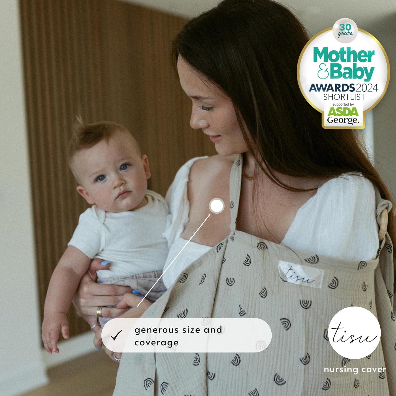 Cubierta de Lactancia TISU Muselina Algodón Arcoíris Beige 80x105cm