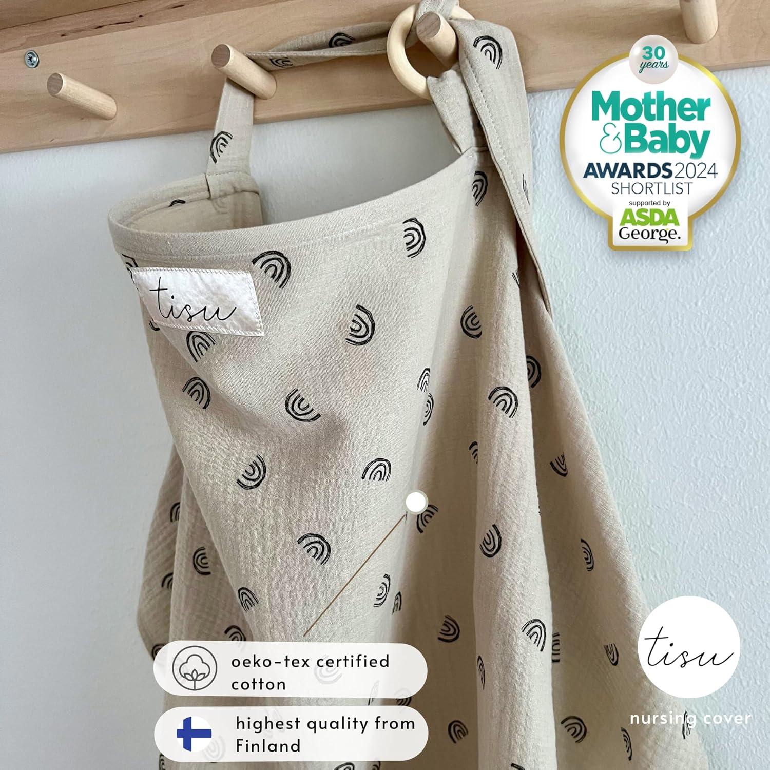 Cubierta de Lactancia TISU Muselina Algodón Arcoíris Beige 80x105cm