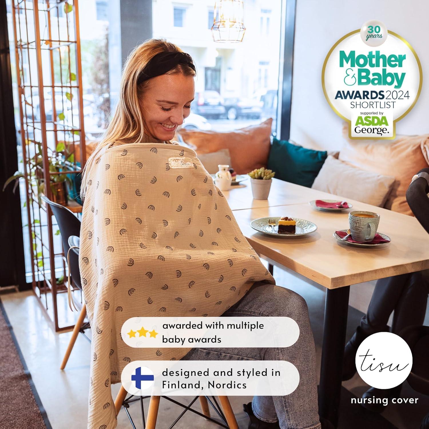 Cubierta de Lactancia TISU Muselina Algodón Arcoíris Beige 80x105cm