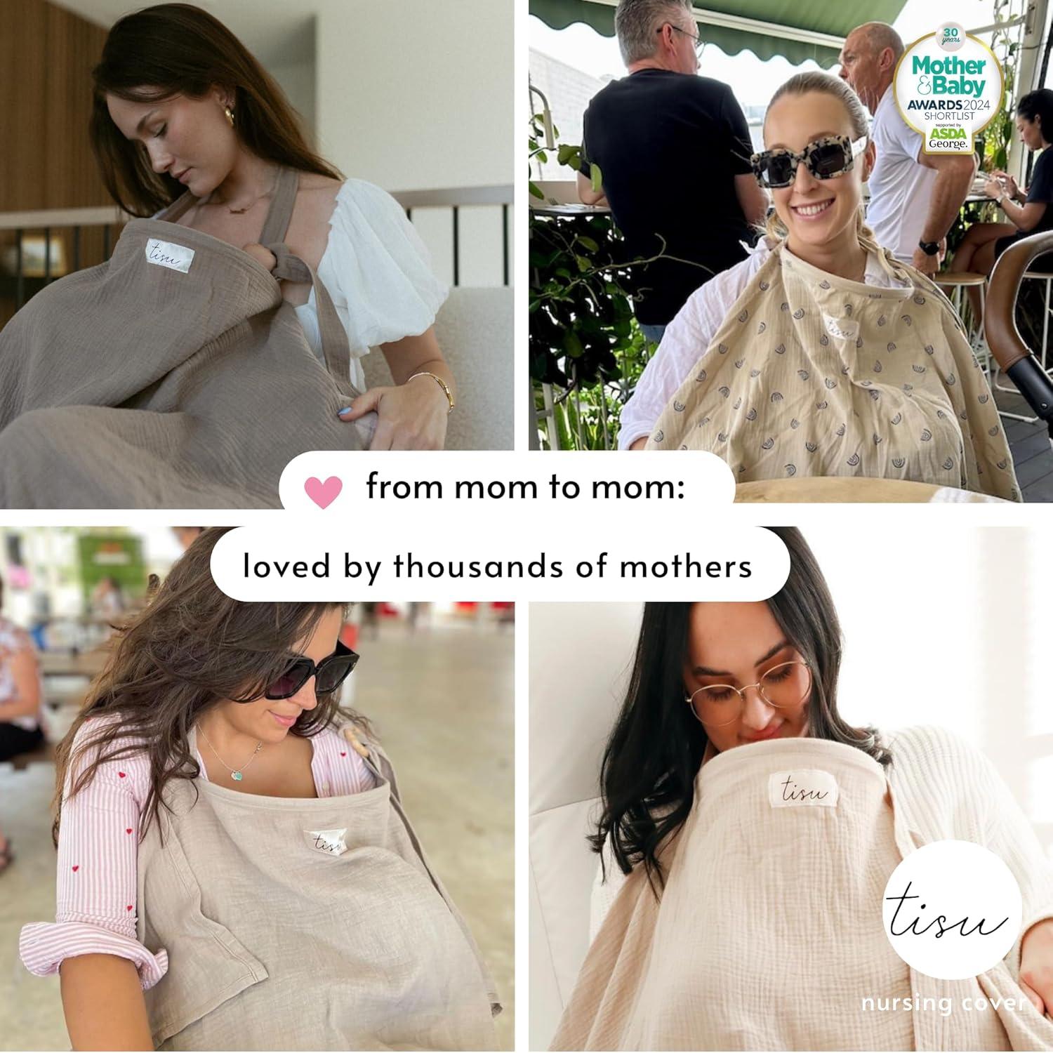 Cubierta de Lactancia TISU Muselina Algodón Arcoíris Beige 80x105cm