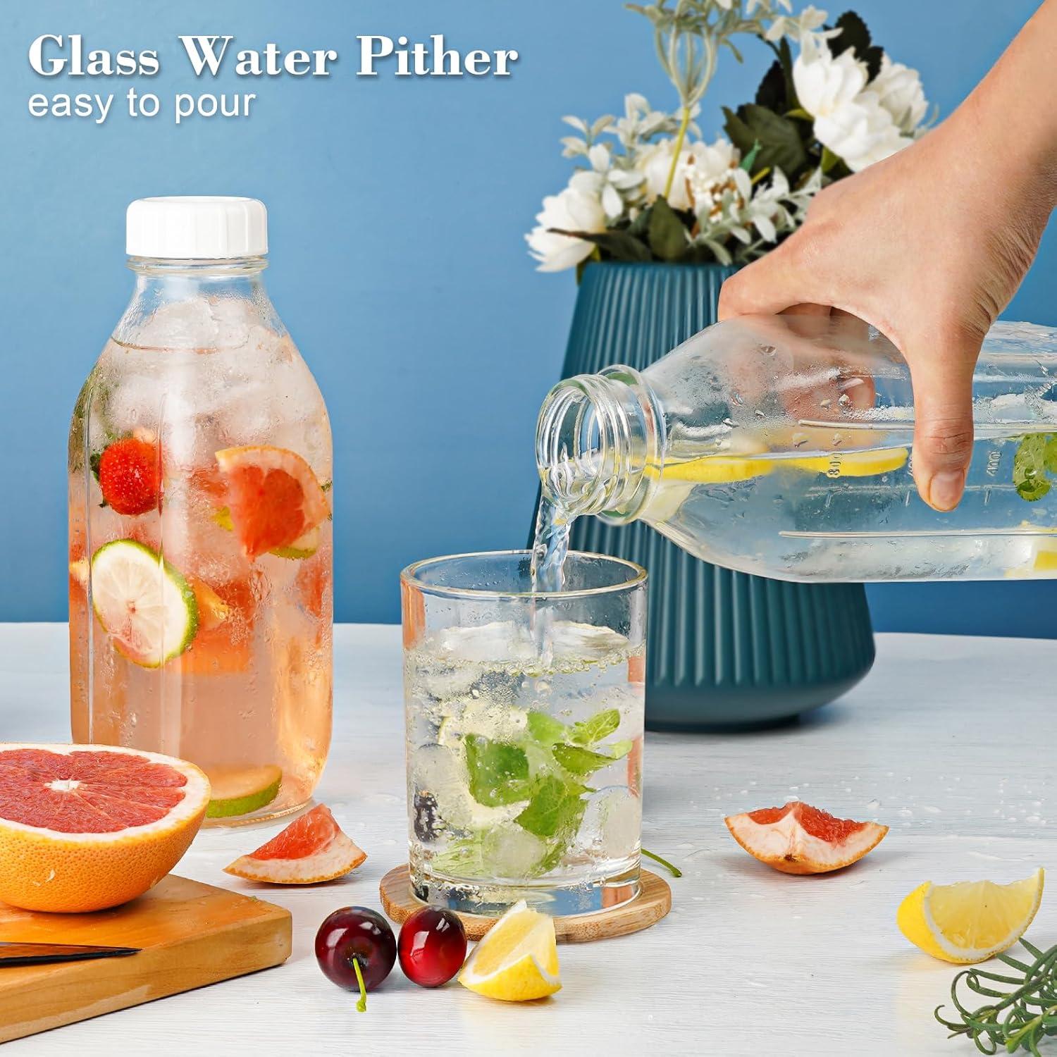 Paquete de 2 Botellas de Vidrio Syntic 0.95L con 3 Tapas