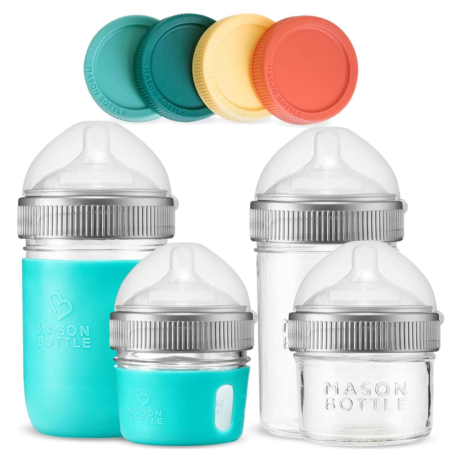 Juego de Botellas de Vidrio Mason Bottle 8oz y 4oz - Libre de BPA