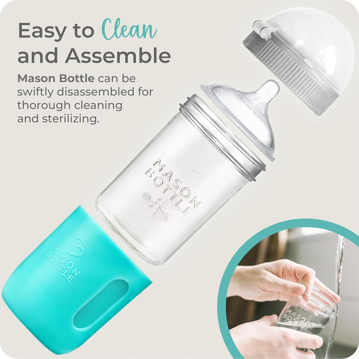 Juego de Botellas de Vidrio Mason Bottle 8oz y 4oz - Libre de BPA