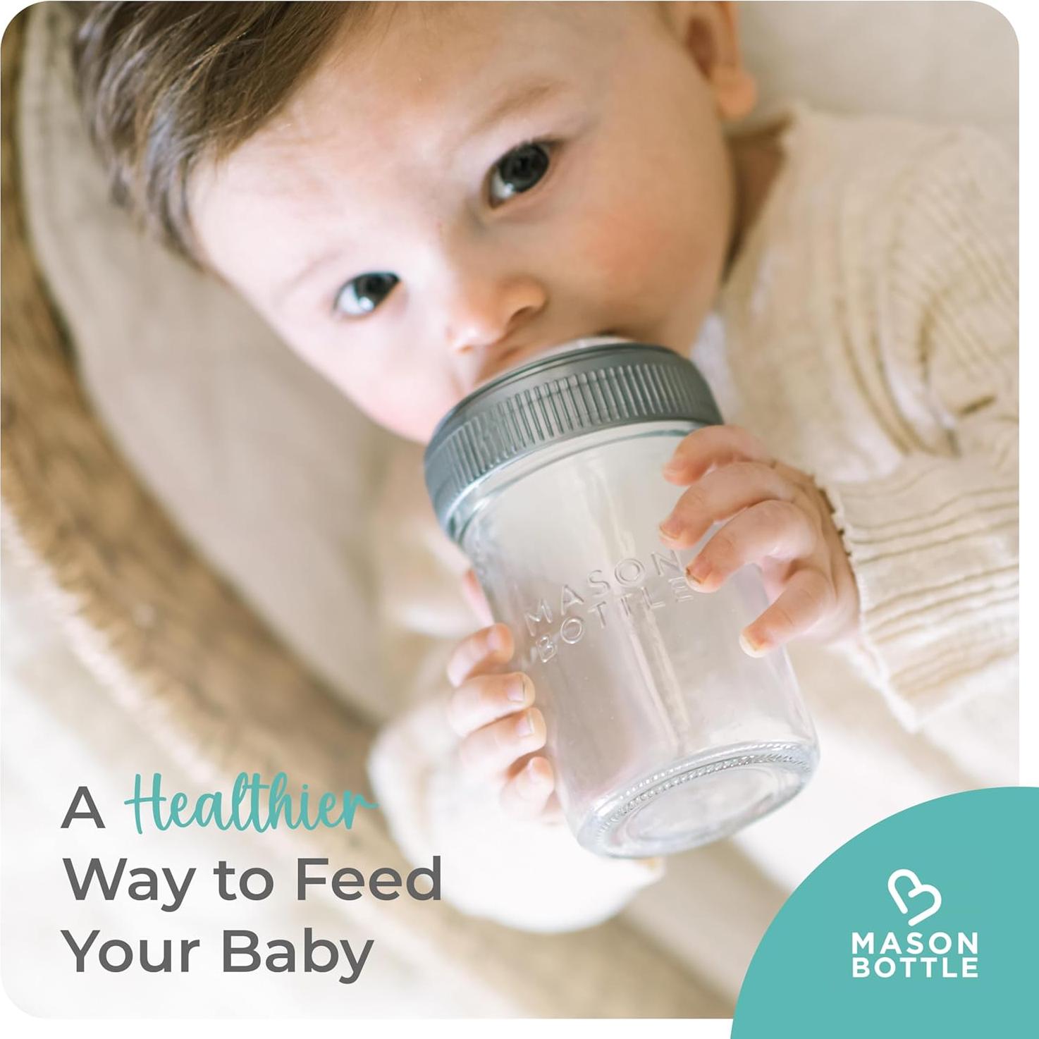 Juego de Botellas de Vidrio Mason Bottle 8oz y 4oz - Libre de BPA