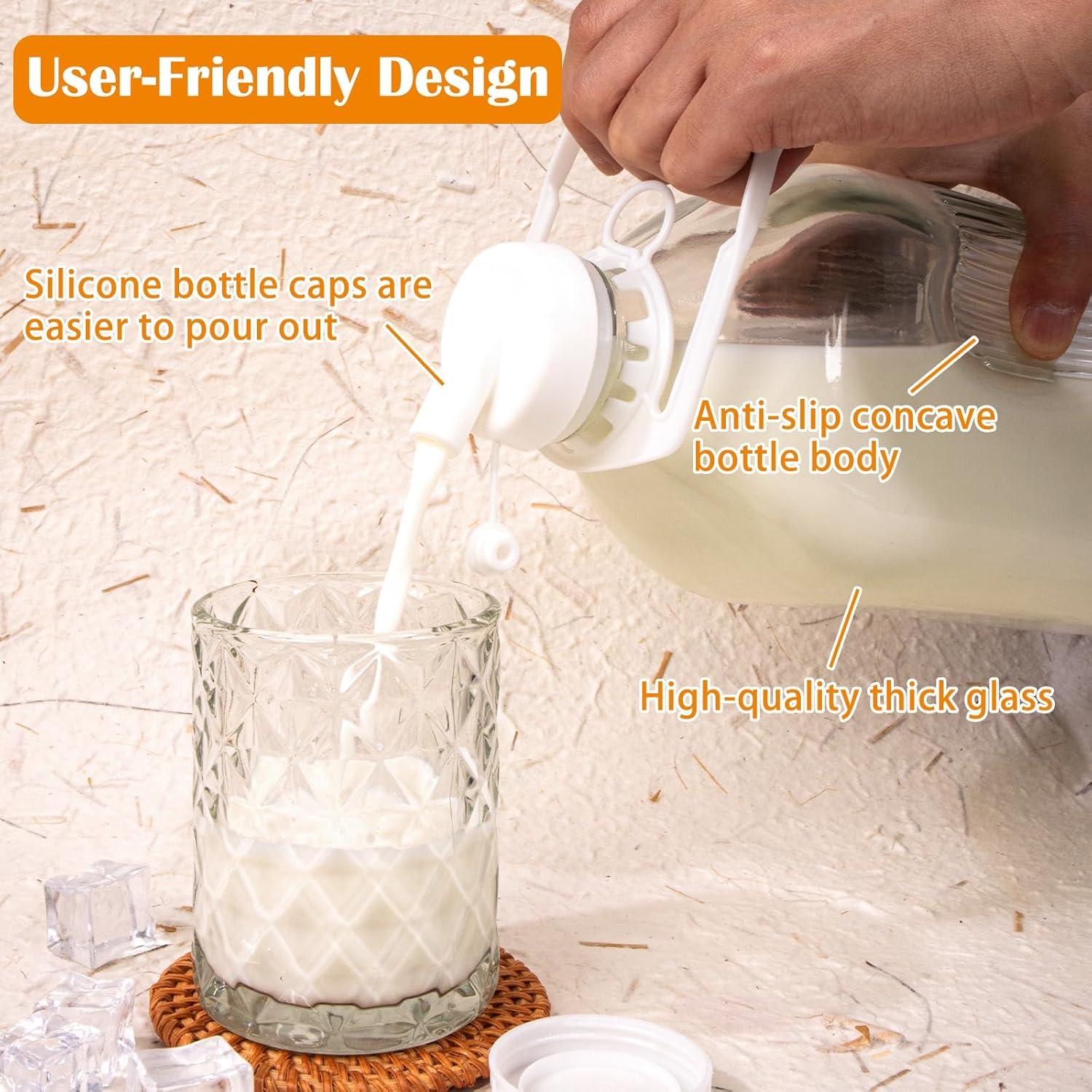 Paquete de 2 botellas de vidrio 1.89 L LOSANJI con tapa y bolsa