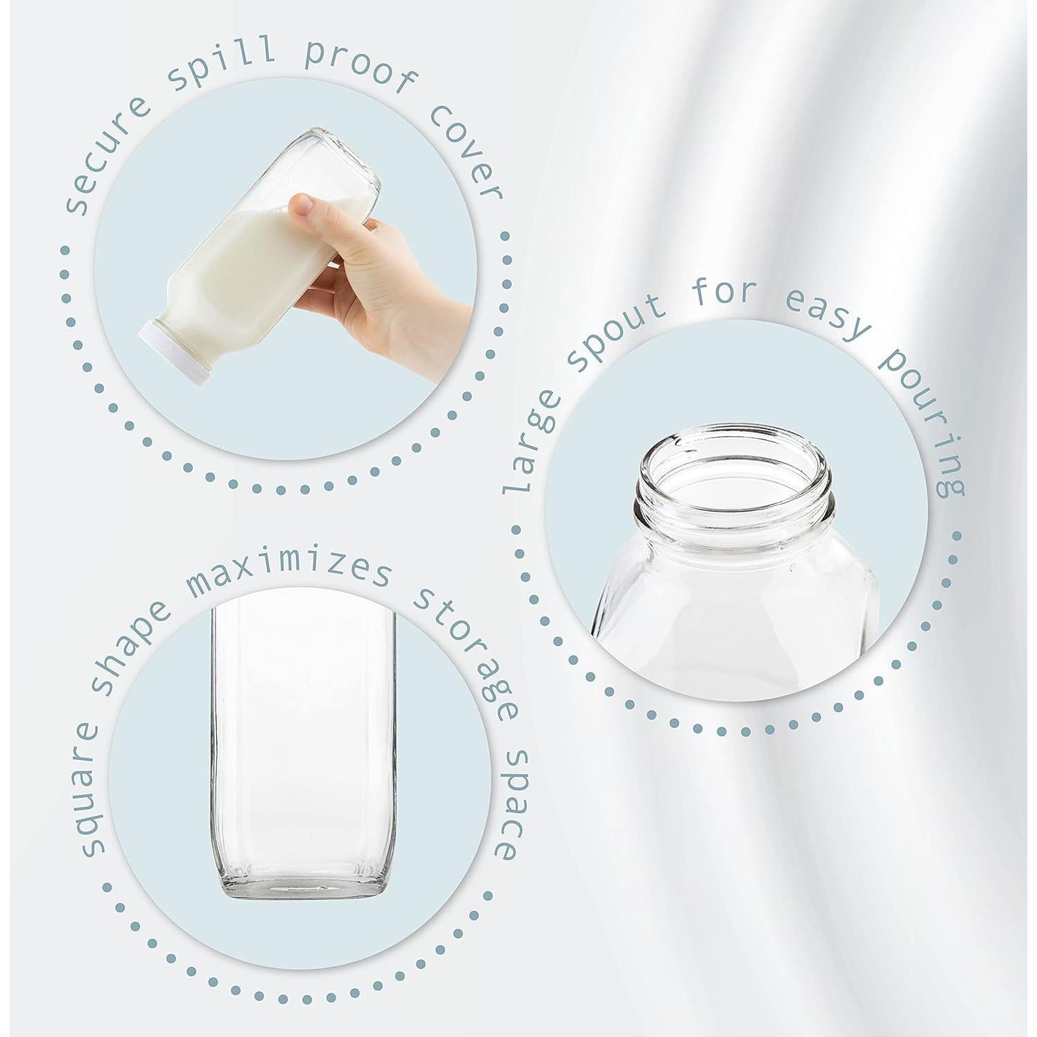 Botellas de Leche de Vidrio Cuadradas kitchentoolz 4x0.47L