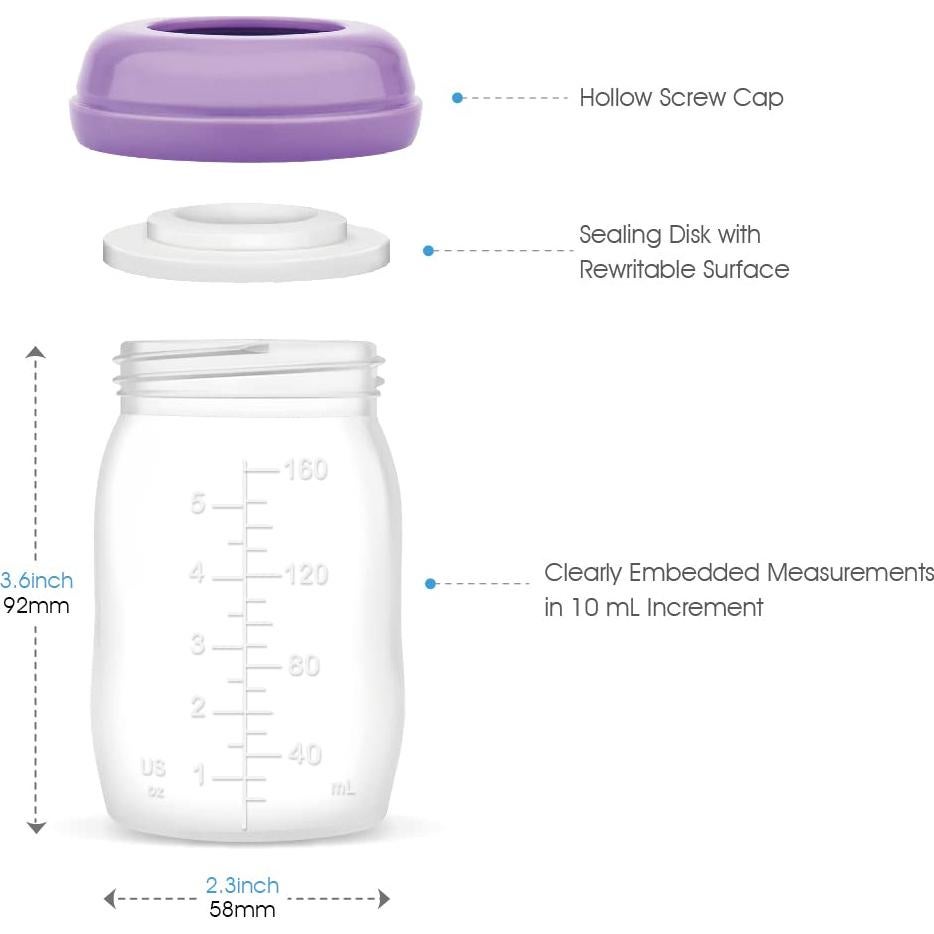 Botellas de Almacenamiento Maymom 150 mL Boca Ancha x8