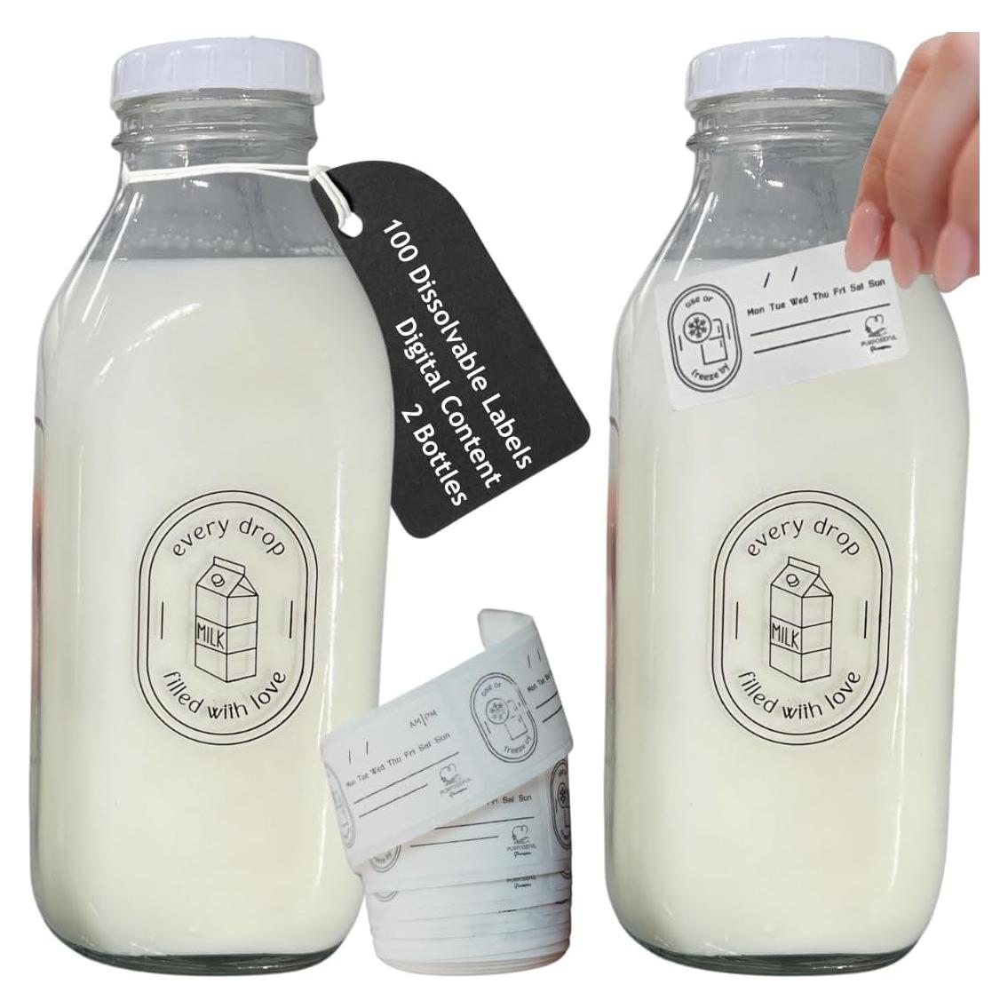 Juego de 2 Jarras de Vidrio para Leche Materna Provisión Intencionada 0.95L