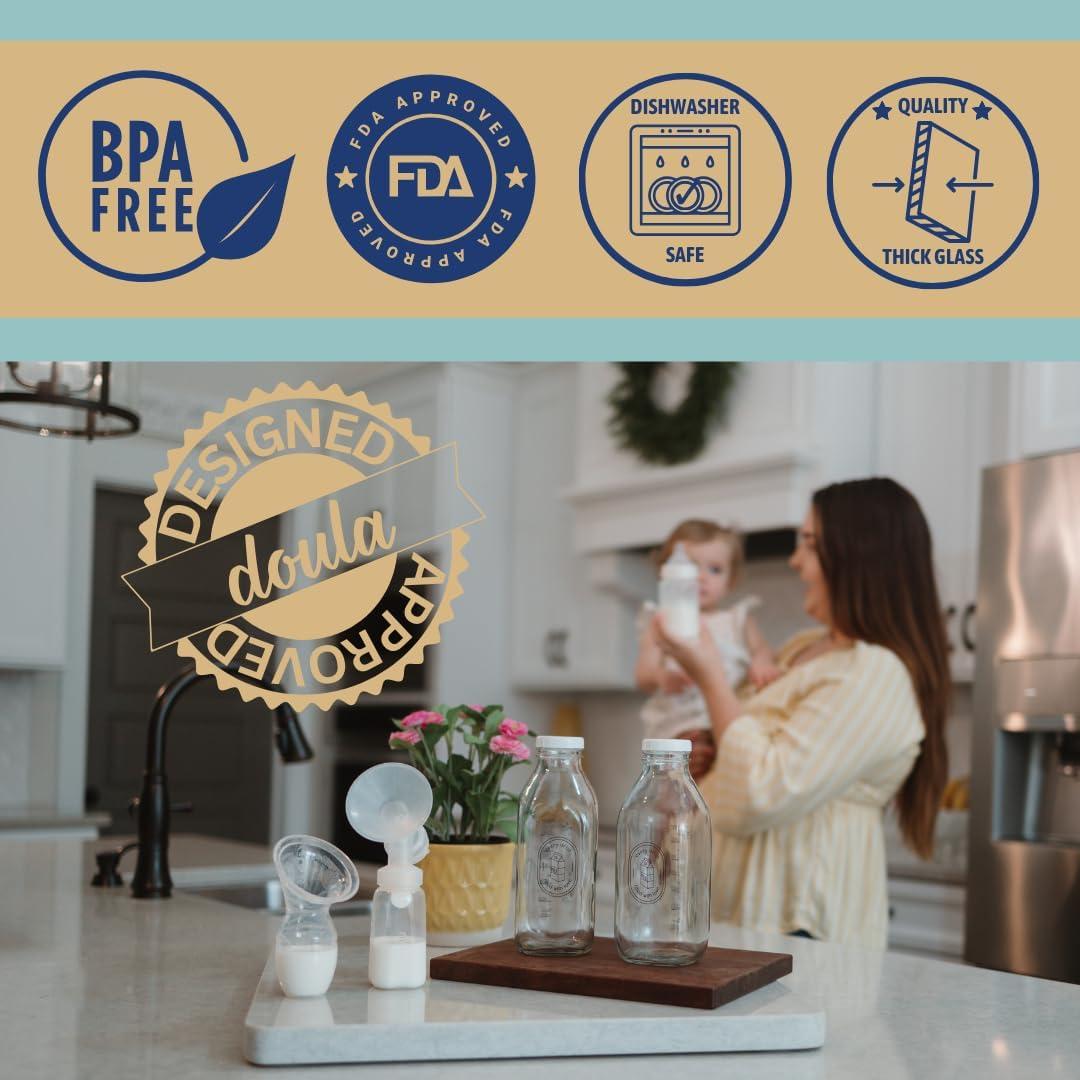 Juego de 2 Jarras de Vidrio para Leche Materna Provisión Intencionada 0.95L