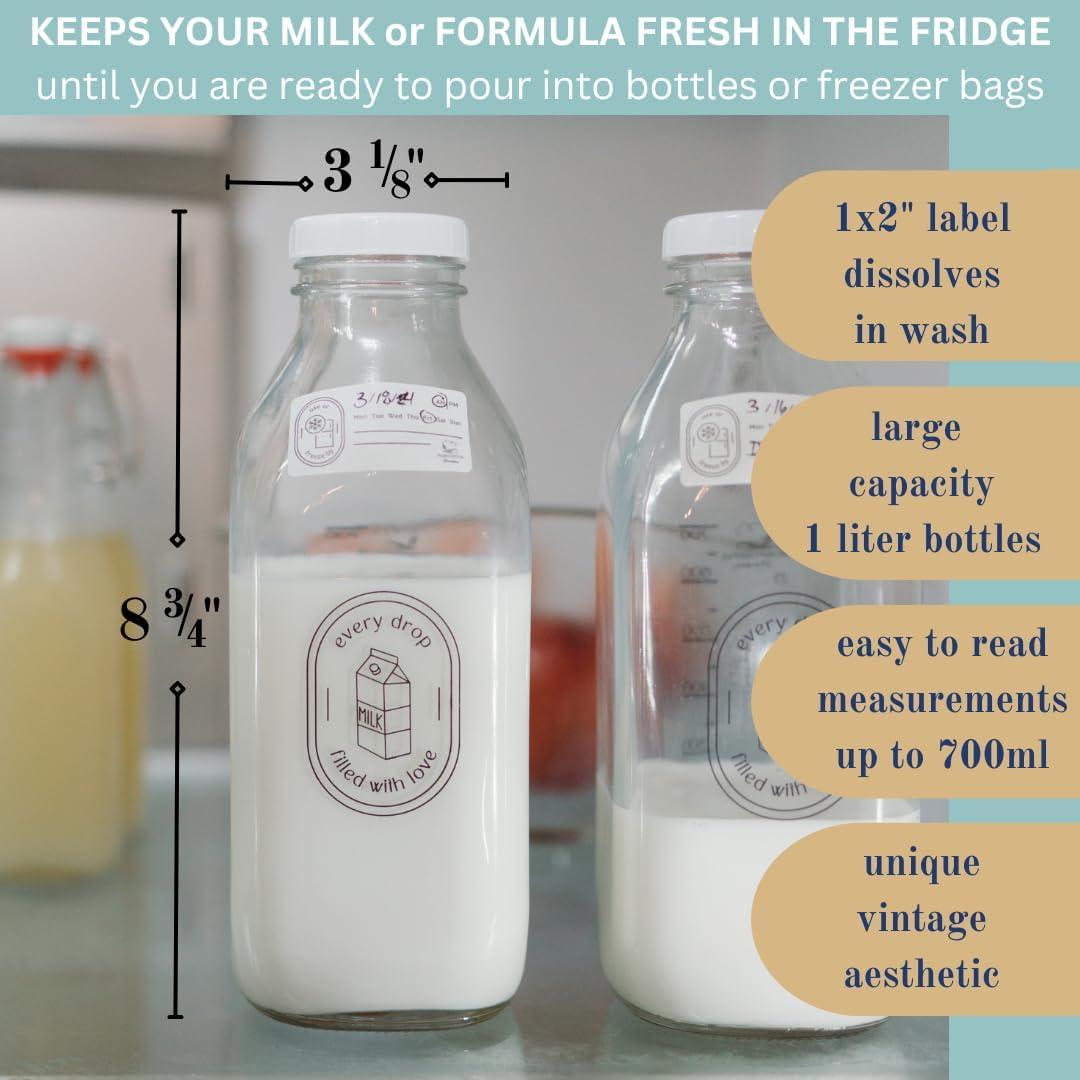 Juego de 2 Jarras de Vidrio para Leche Materna Provisión Intencionada 0.95L