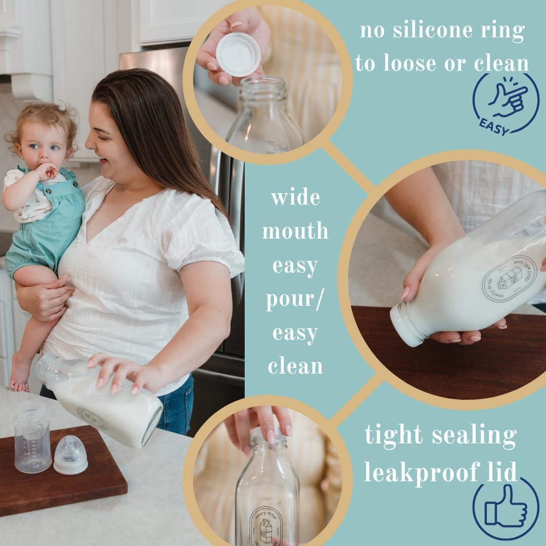 Juego de 2 Jarras de Vidrio para Leche Materna Provisión Intencionada 0.95L