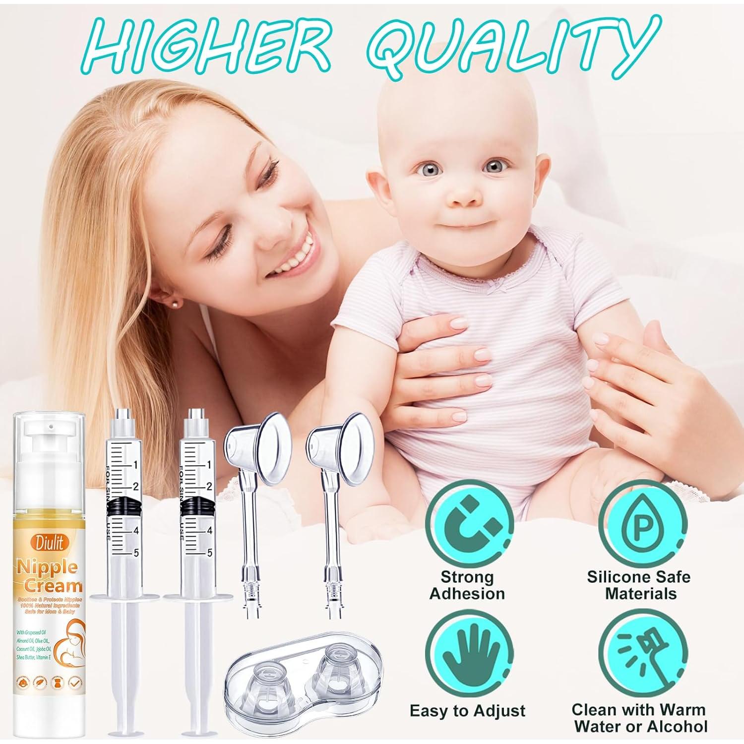 Kit de Corrección de Pezones Invertidos Diulit con Extractor y Crema