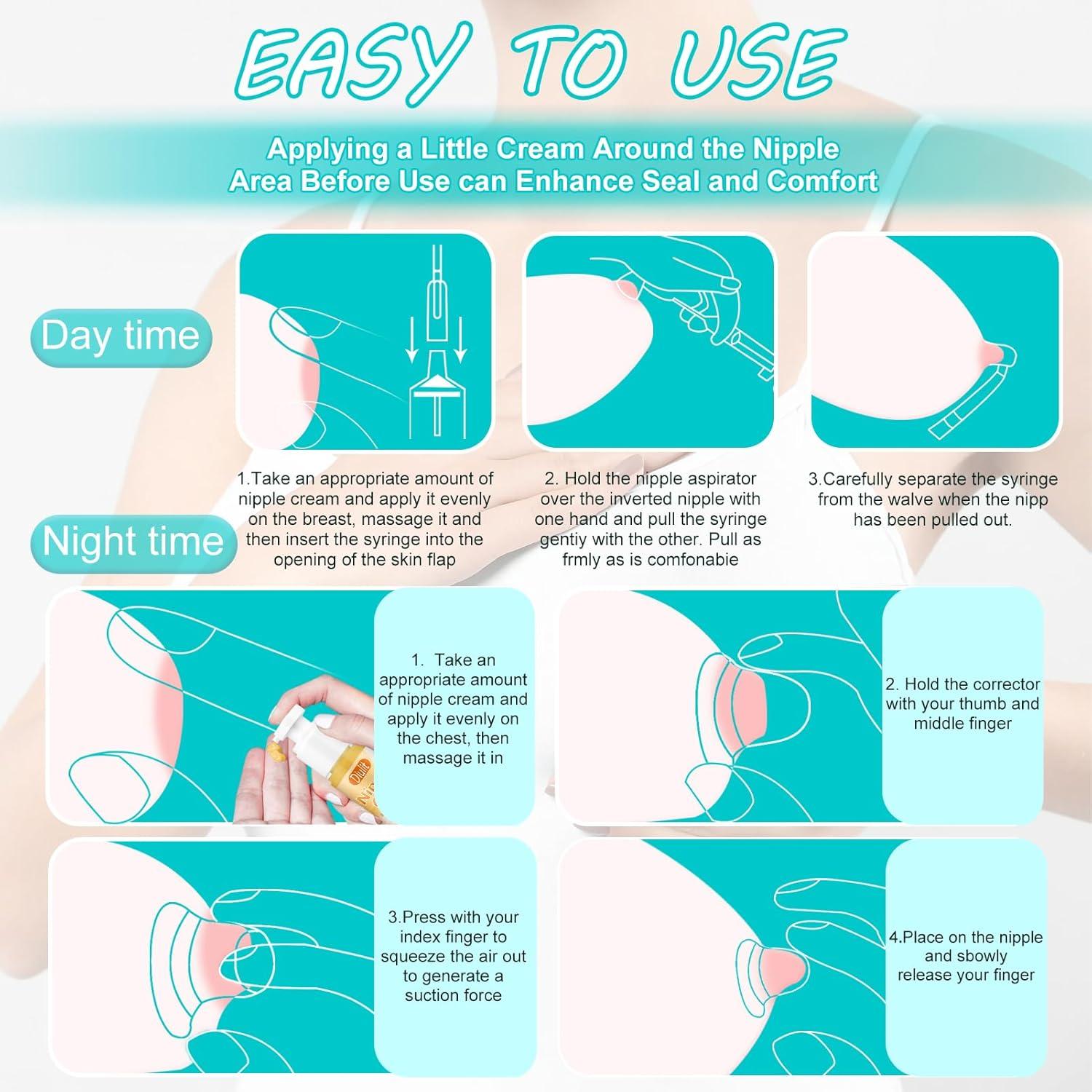 Kit de Corrección de Pezones Invertidos Diulit con Extractor y Crema