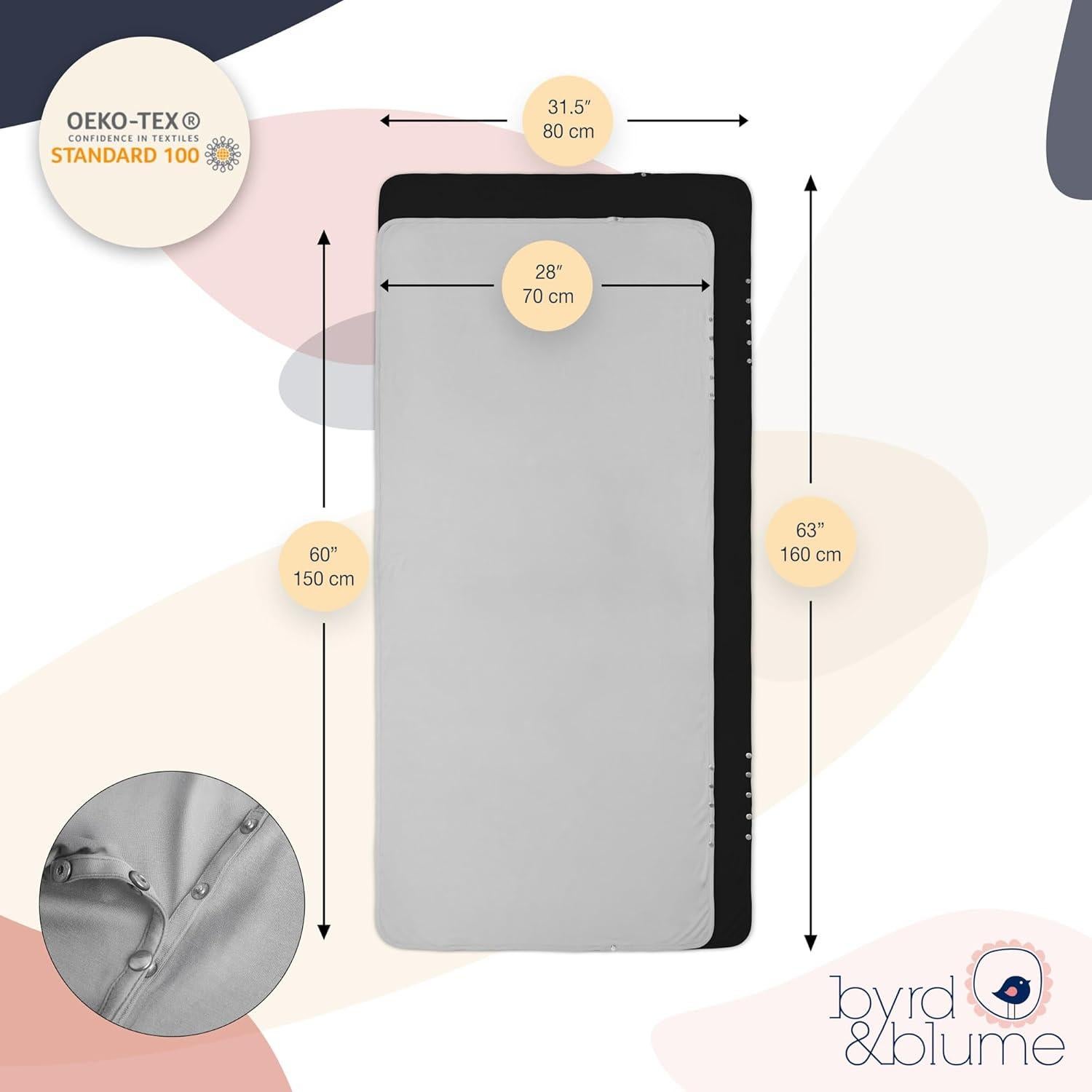 Cobertura de Lactancia Byrd & Blume 100% Viscosa XL Negra