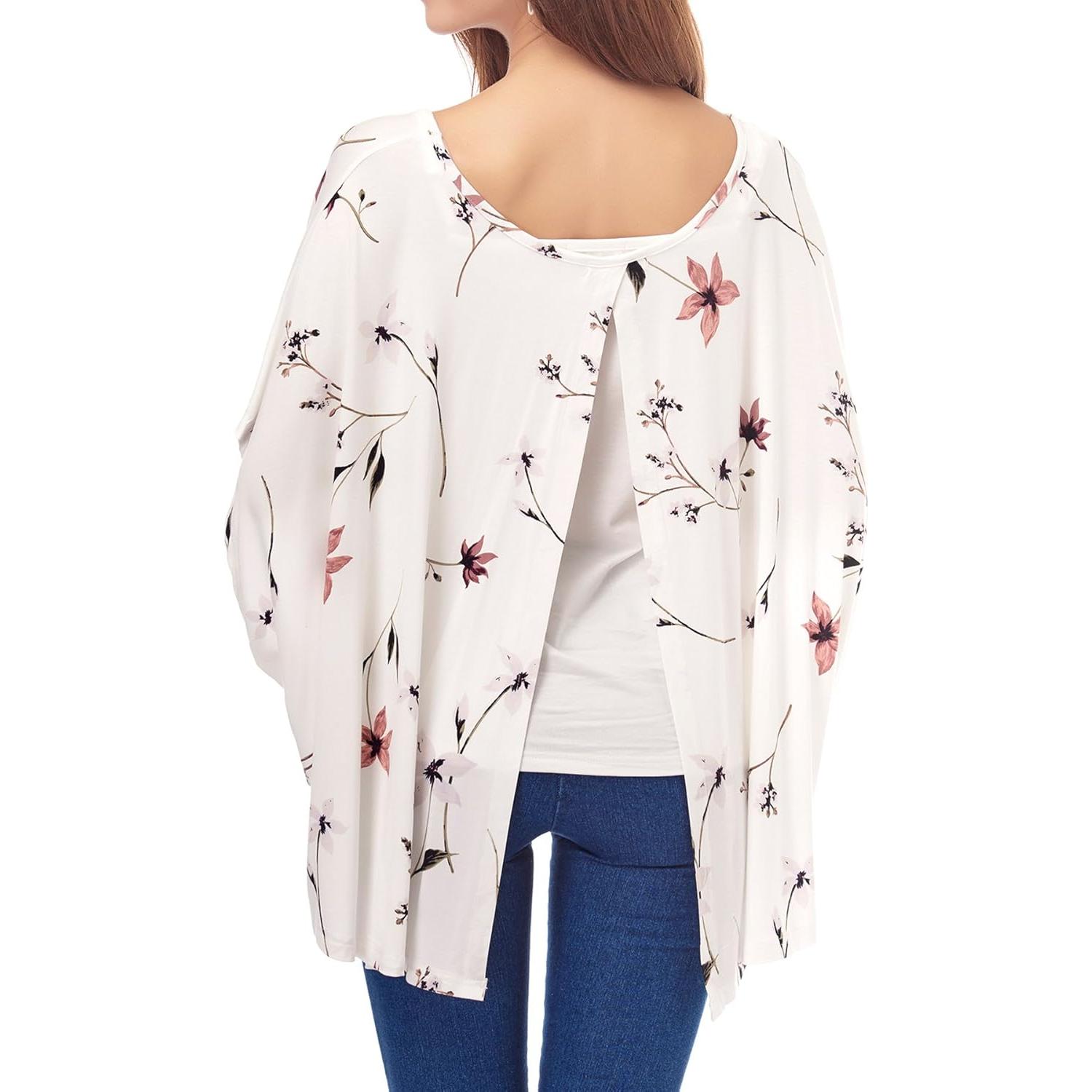 Poncho de Lactancia Floral Smallshow - Talla Única, Suave y Transpirable