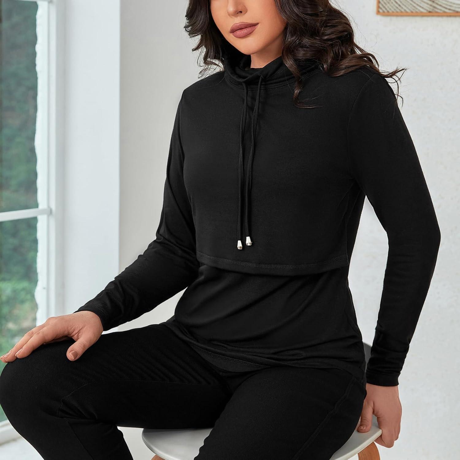 Camiseta de Lactancia GINKANA Mujer Manga Larga Negra