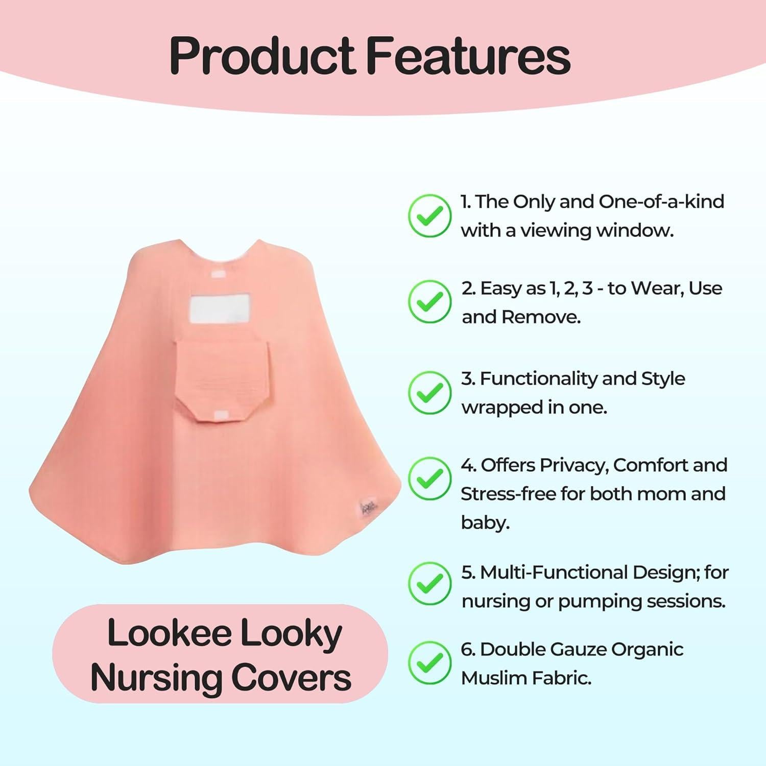 Cubierta de Lactancia Lookee Looky Río Turquesa 100% Algodón