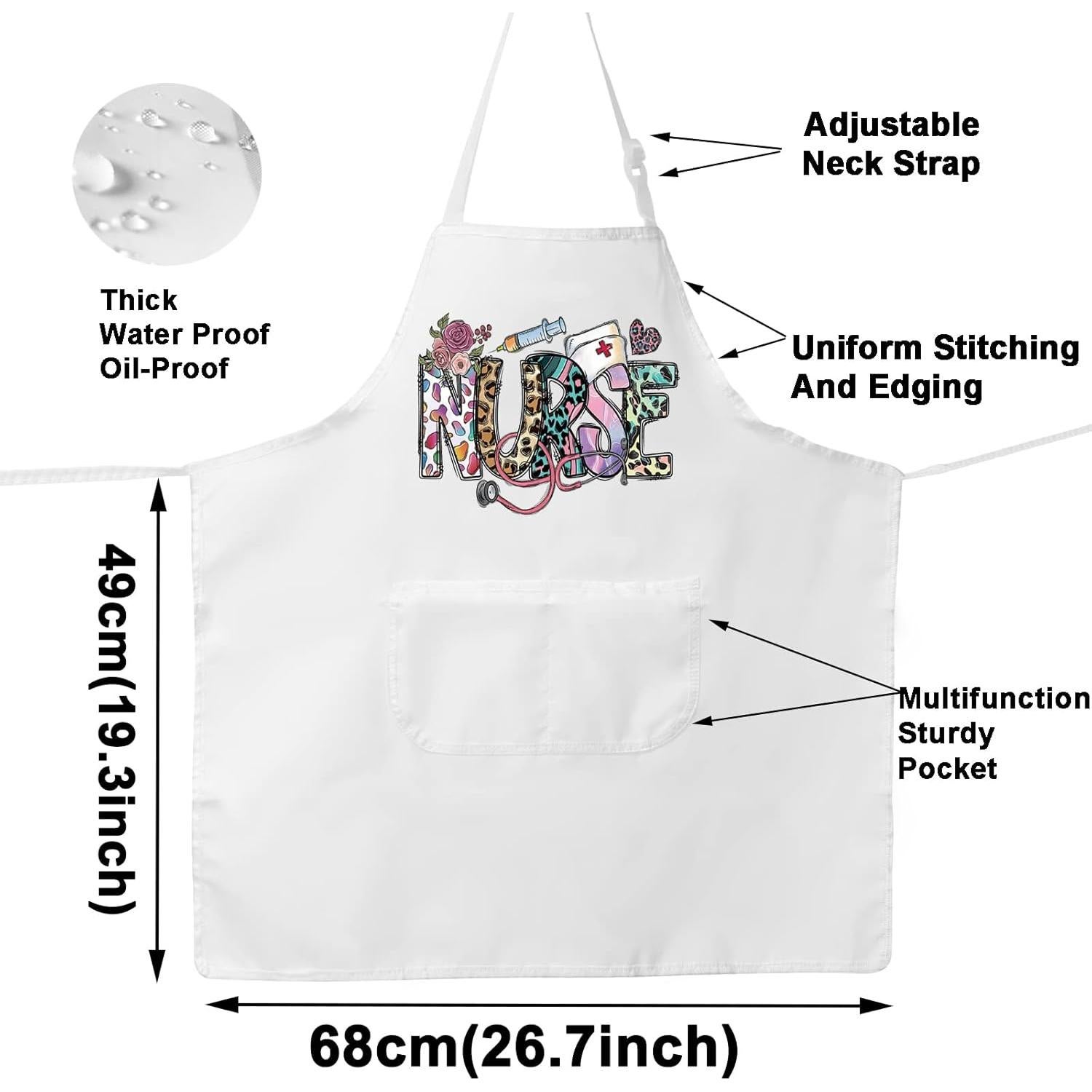Delantal de Enfermera BWWKTOP con Bolsillos 49x68cm