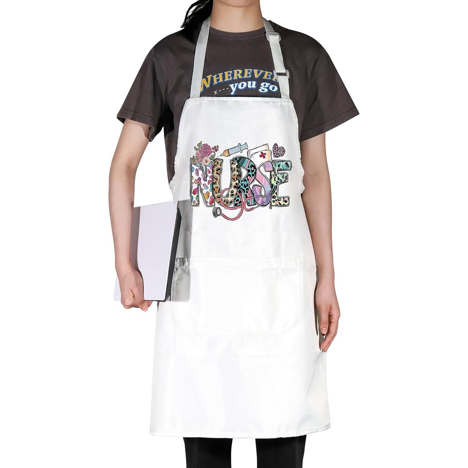 Delantal de Enfermera BWWKTOP con Bolsillos 49x68cm