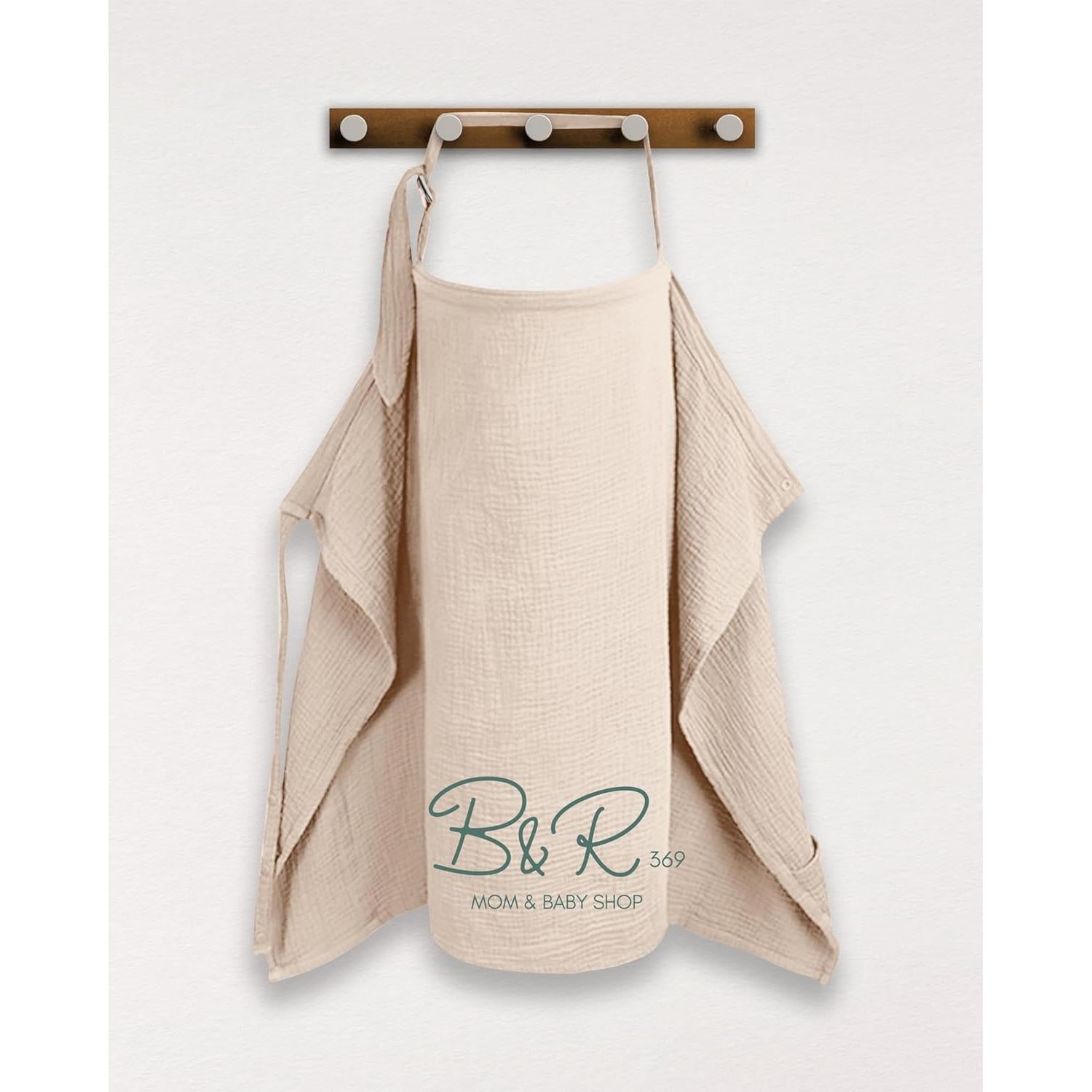 Cubierta de Lactancia Muselina Beige - Delantal Ajustable para Mamá