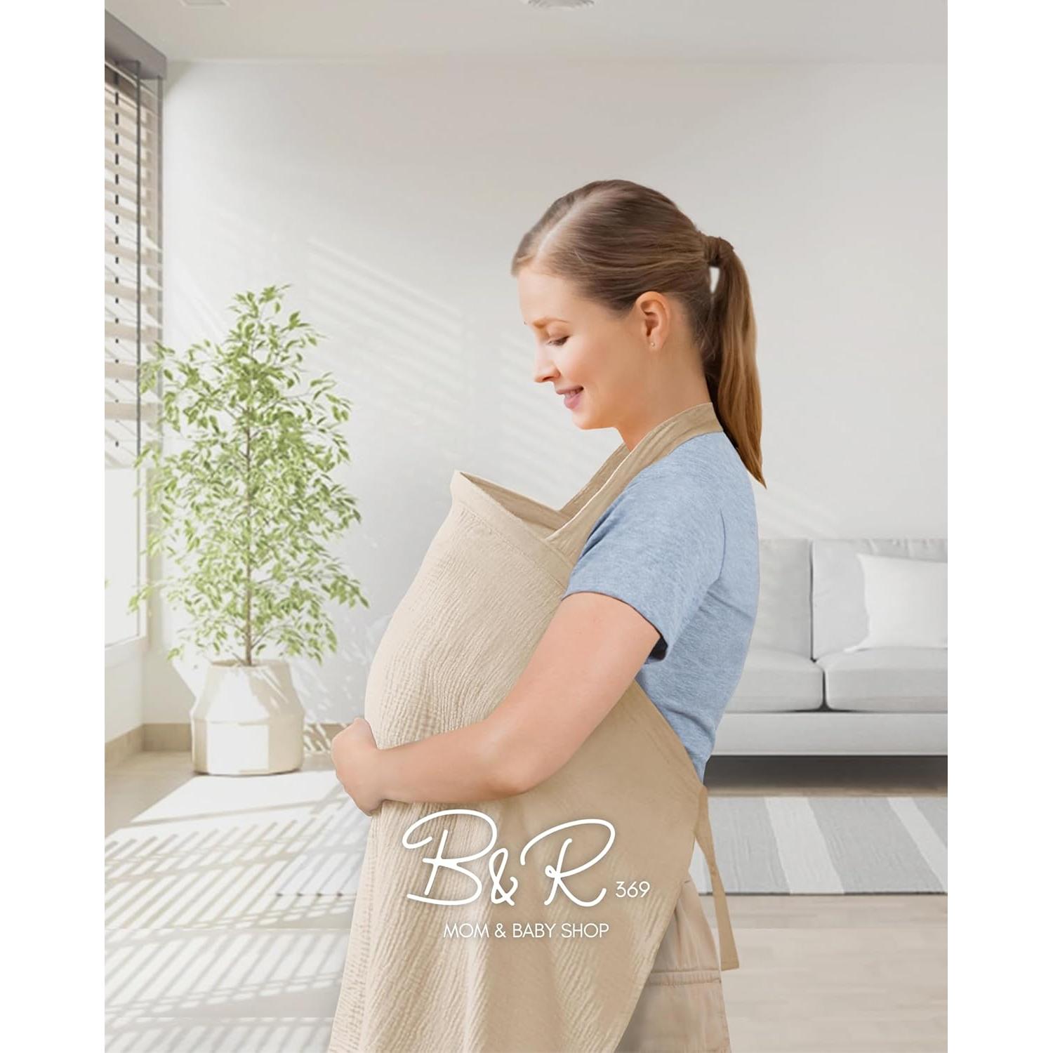 Cubierta de Lactancia Muselina Beige - Delantal Ajustable para Mamá