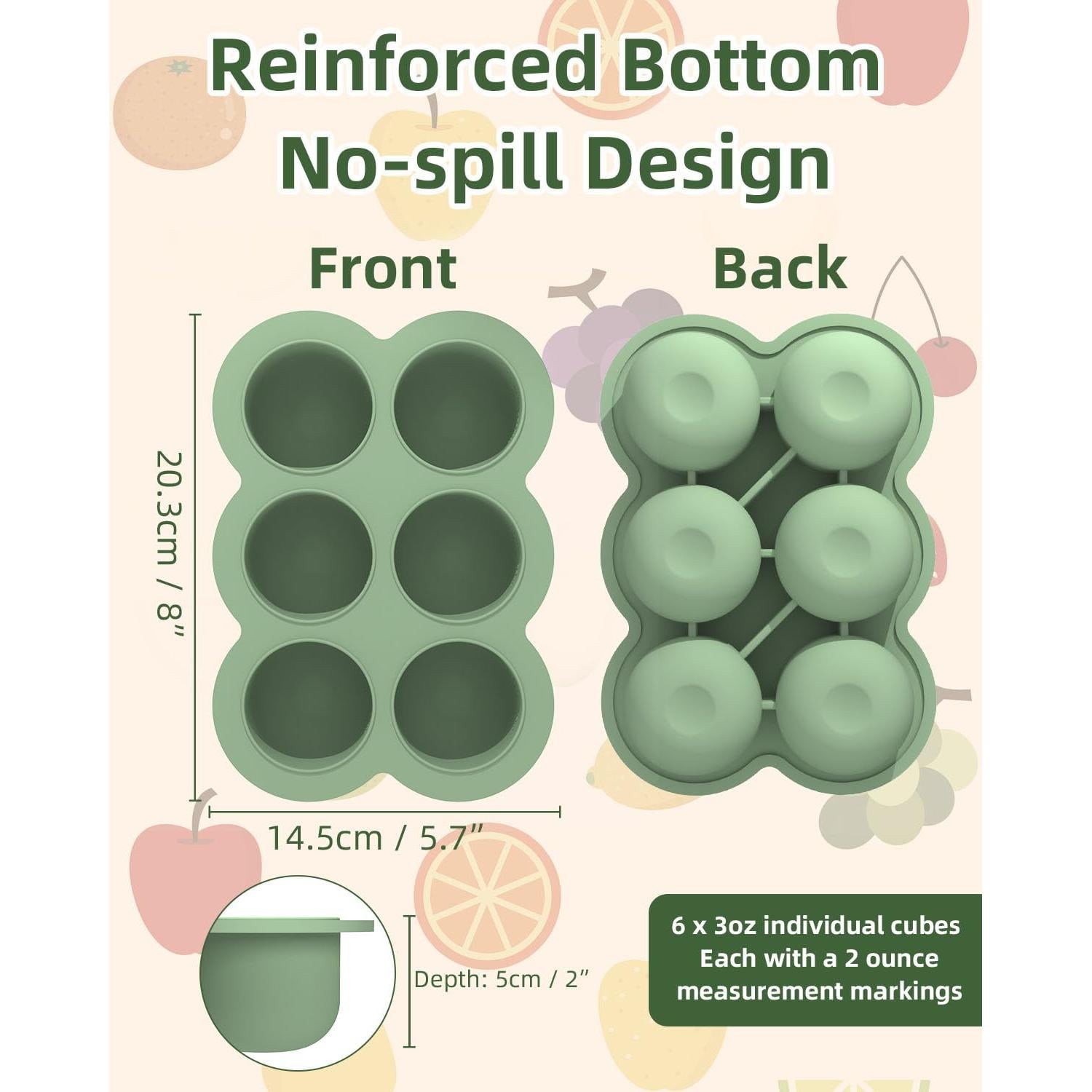 Bandeja de Congelación Silicona Bebé btrfe 6x3oz (170g) Verde