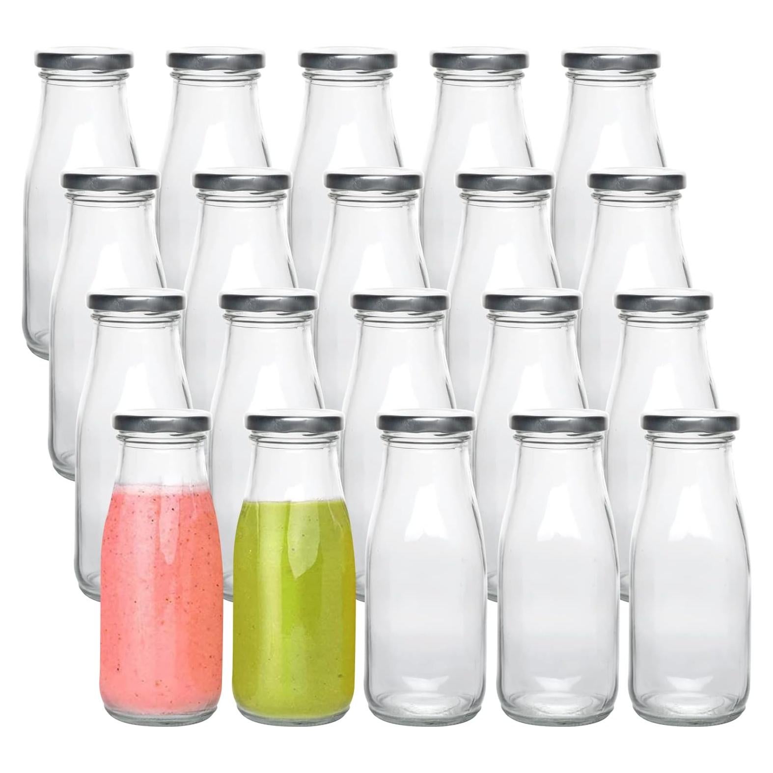 Botellas de vidrio QAPPDA 350ml con tapa plateada - Set de 20