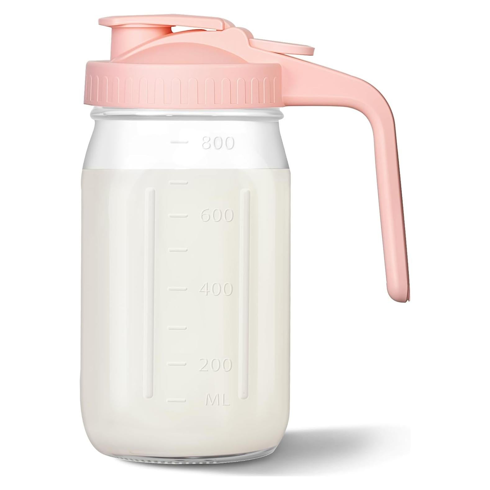 Jarra de Leche Materna Mihlapi 32 oz Vidrio Rosa Hermética