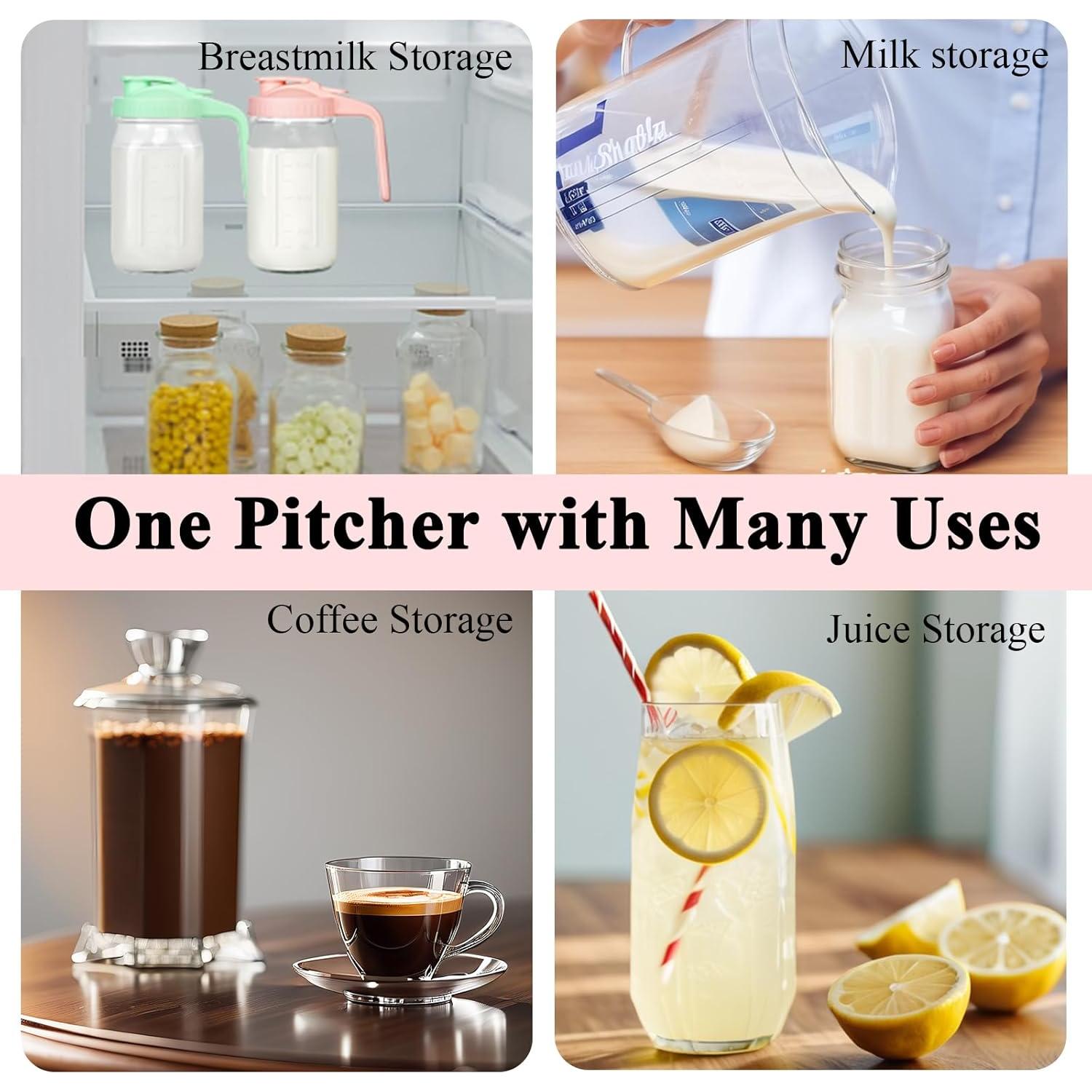 Jarra de Leche Materna Mihlapi 32 oz Vidrio Rosa Hermética