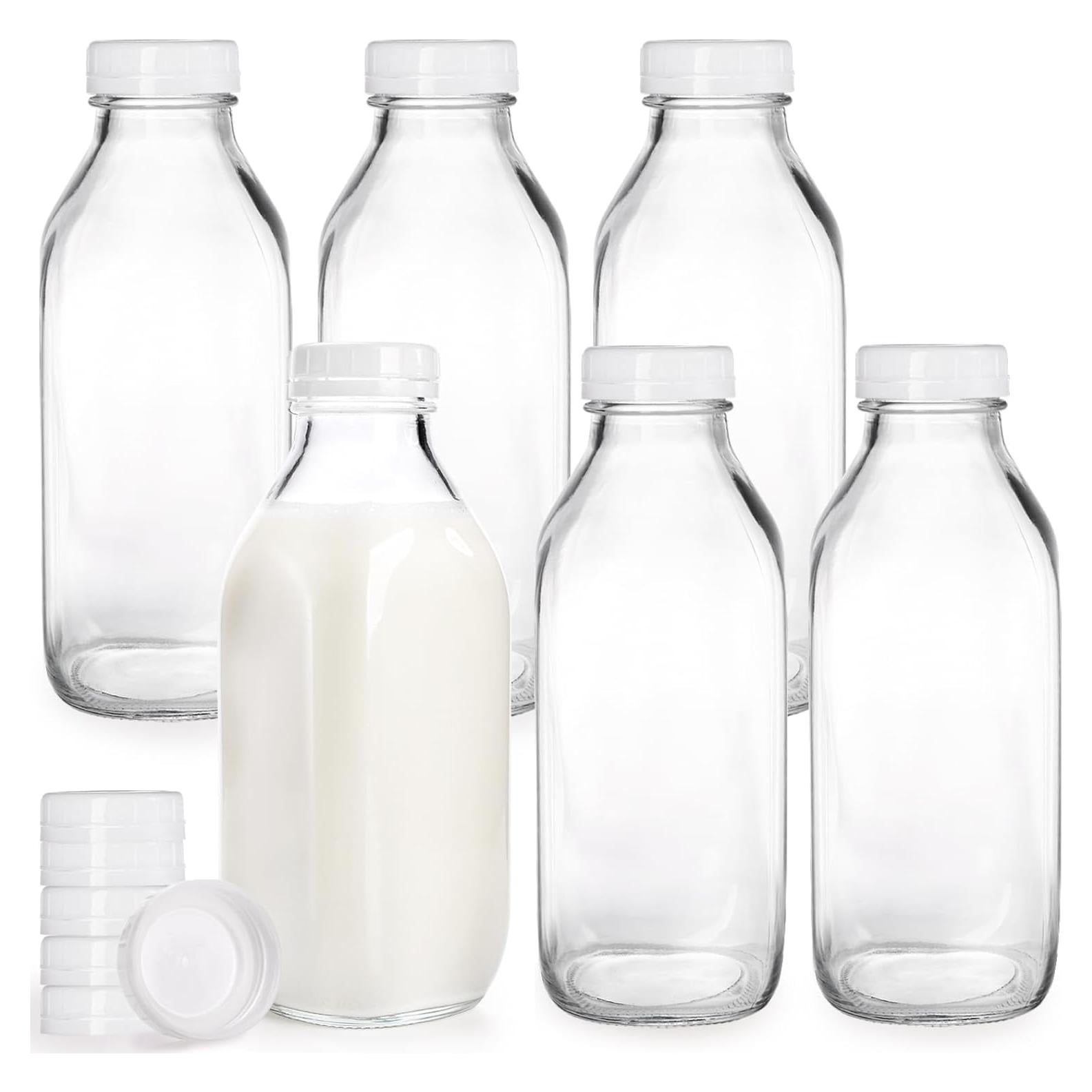 Paquete de 6 Botellas de Vidrio 1L Bekith con Tapas Herméticas