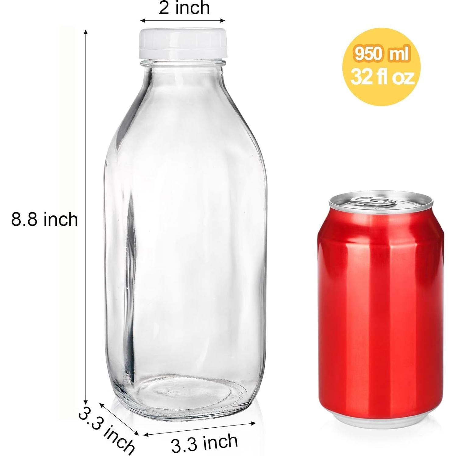 Paquete de 6 Botellas de Vidrio 1L Bekith con Tapas Herméticas