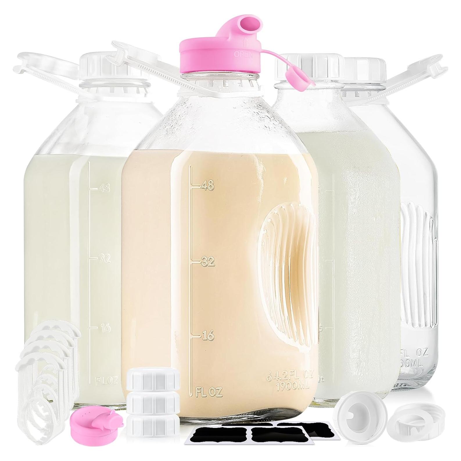 Paquete de 4 botellas de vidrio 1.9L con tapa hermética Absovetu