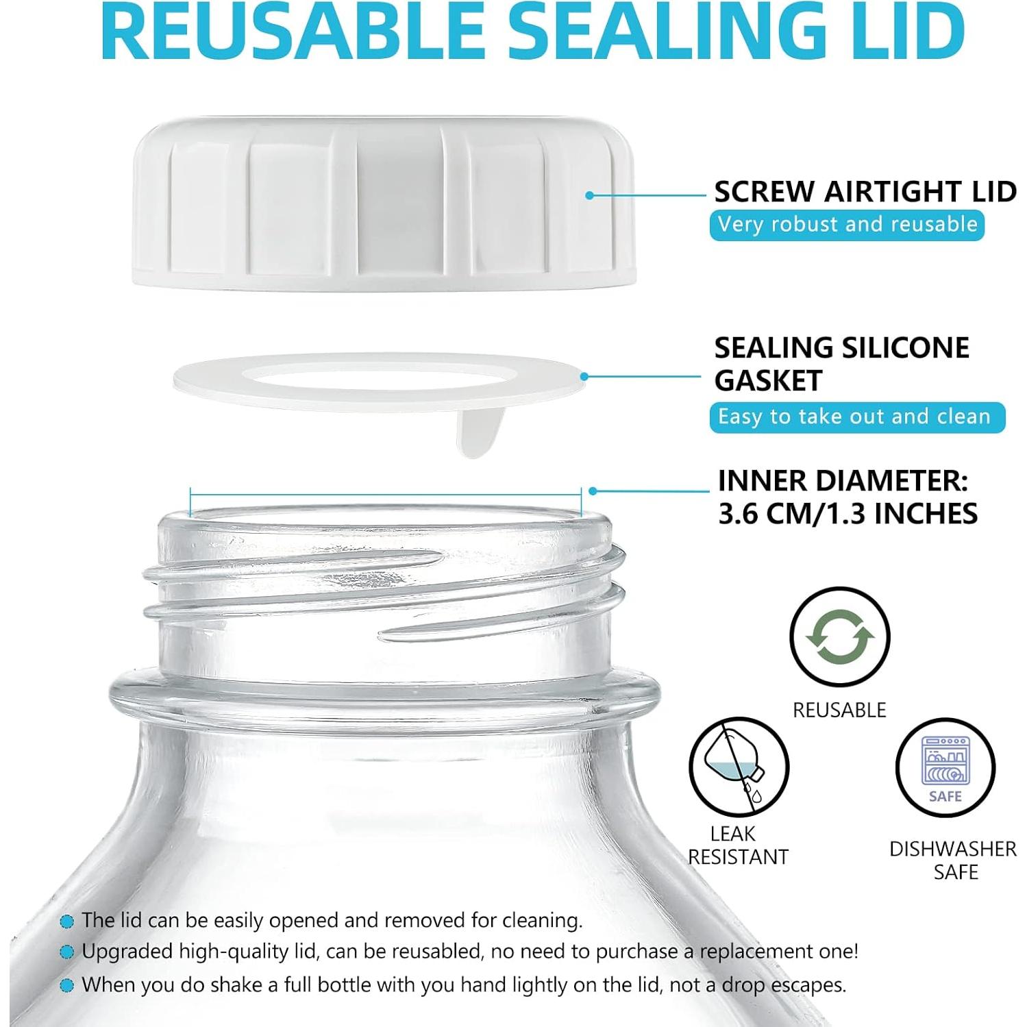 Paquete de 4 botellas de vidrio 1.9L con tapa hermética Absovetu