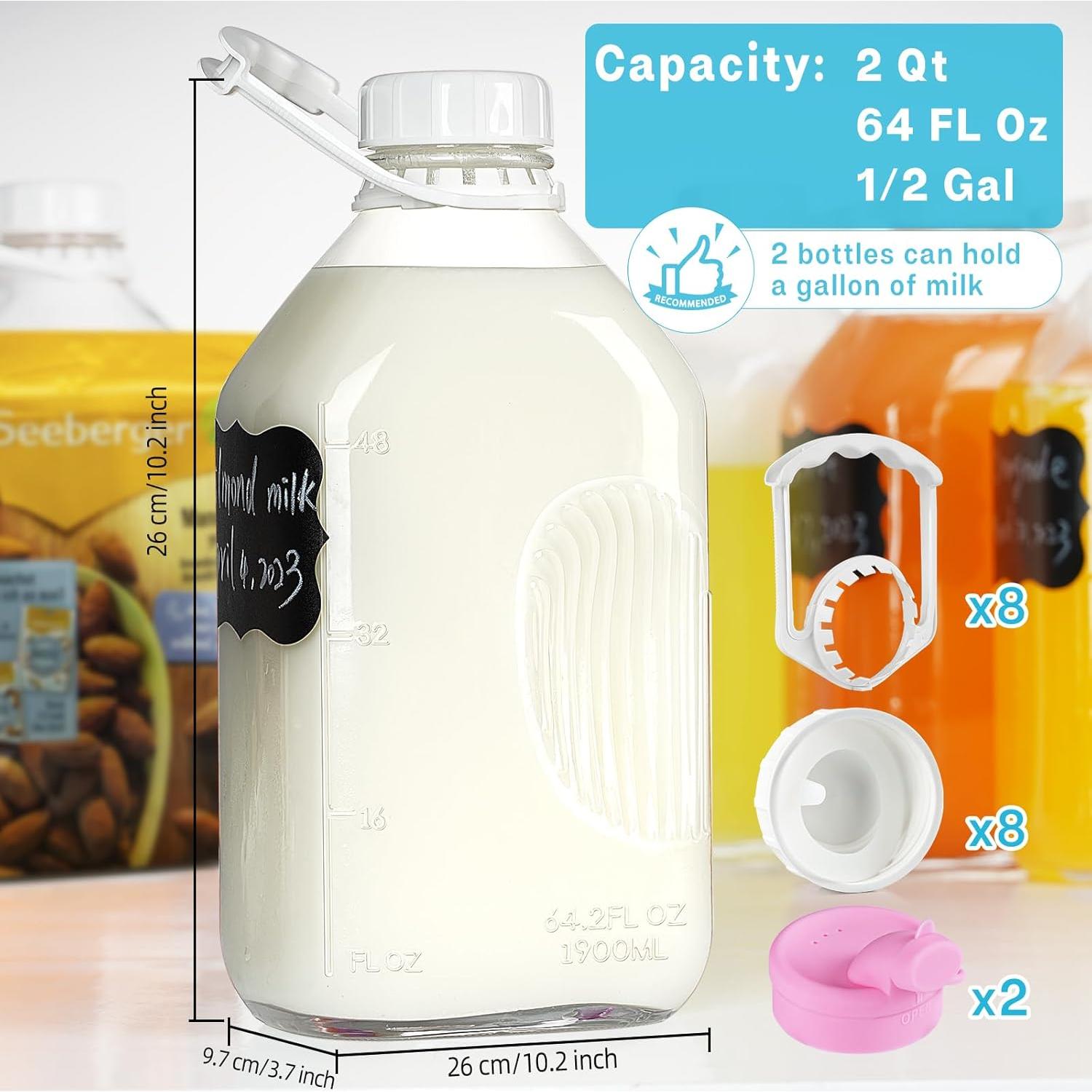 Paquete de 4 botellas de vidrio 1.9L con tapa hermética Absovetu