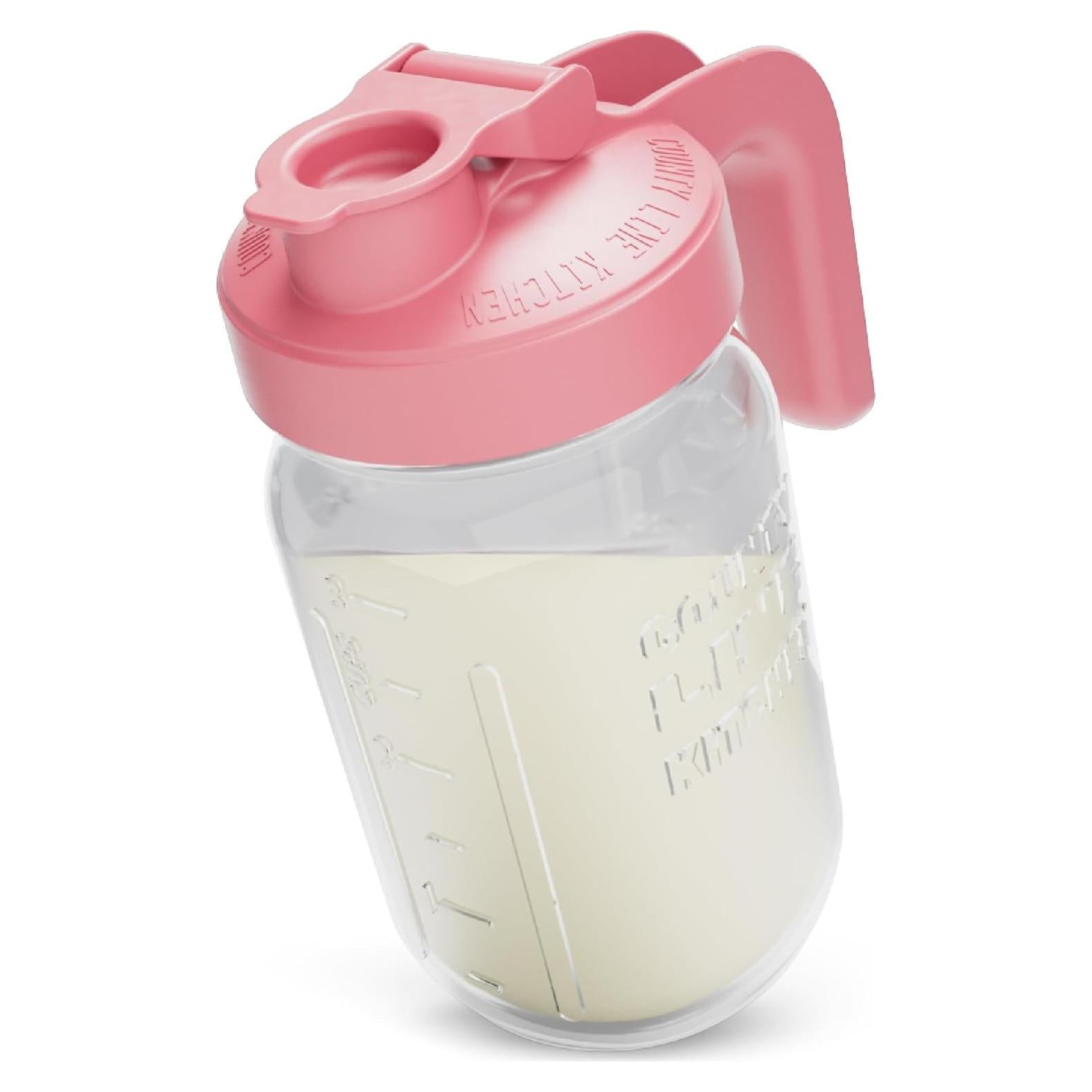 Jarra de vidrio County Line Kitchen 1 cuarto Rosa a prueba de fugas