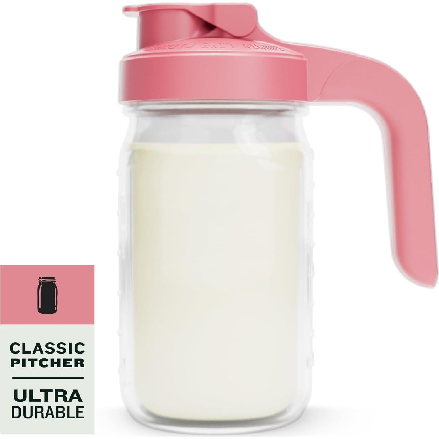 Jarra de vidrio County Line Kitchen 1 cuarto Rosa a prueba de fugas