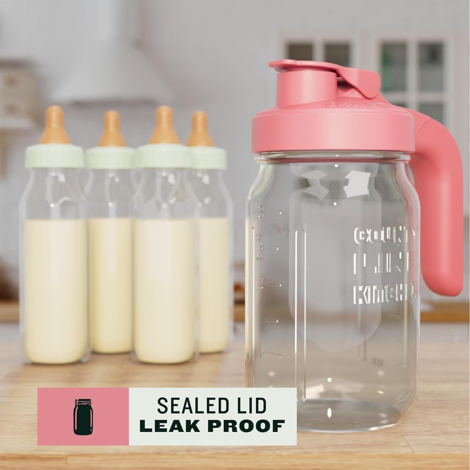 Jarra de vidrio County Line Kitchen 1 cuarto Rosa a prueba de fugas