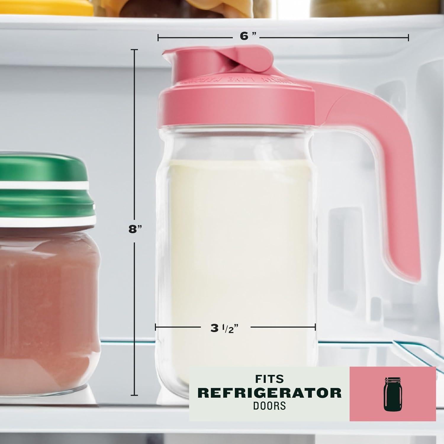 Jarra de vidrio County Line Kitchen 1 cuarto Rosa a prueba de fugas