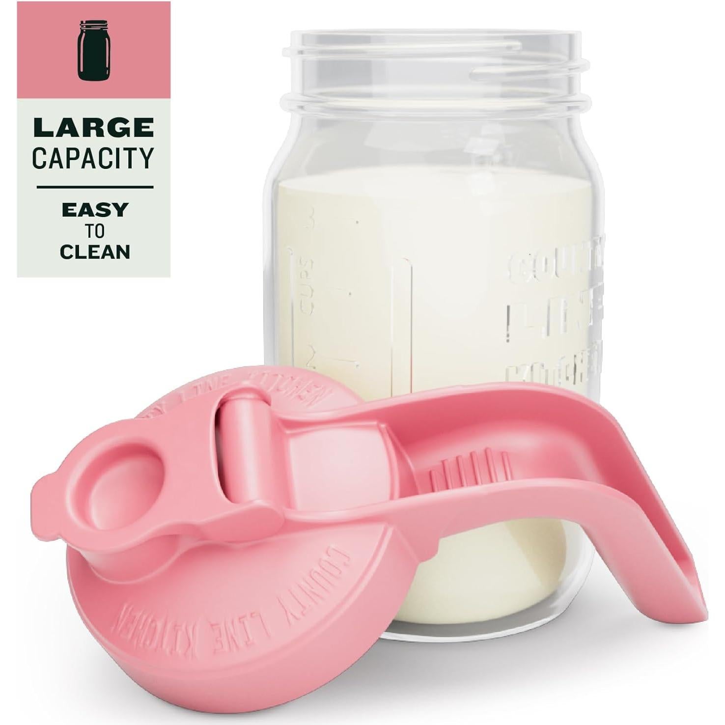 Jarra de vidrio County Line Kitchen 1 cuarto Rosa a prueba de fugas