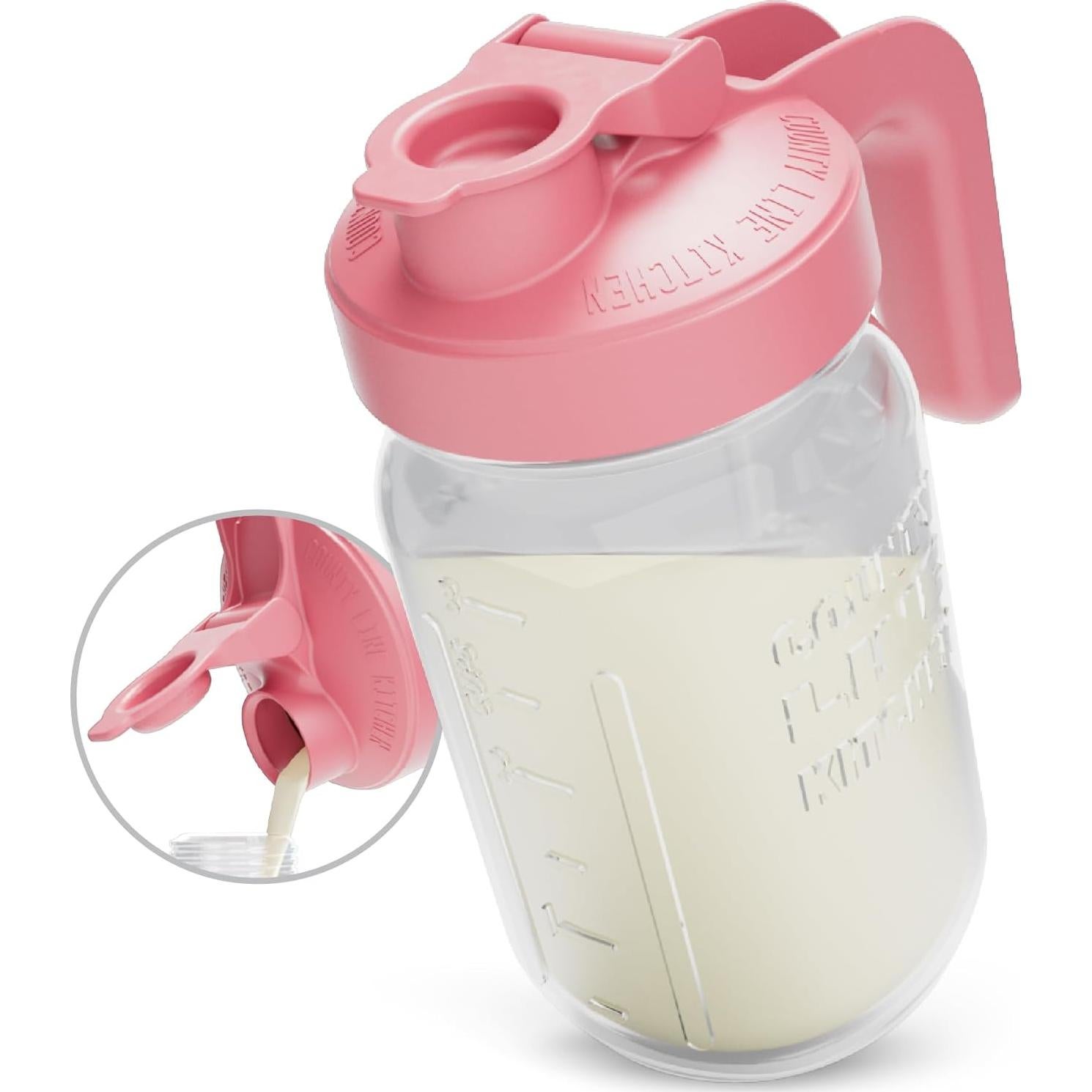 Jarra de vidrio County Line Kitchen 1 cuarto Rosa a prueba de fugas