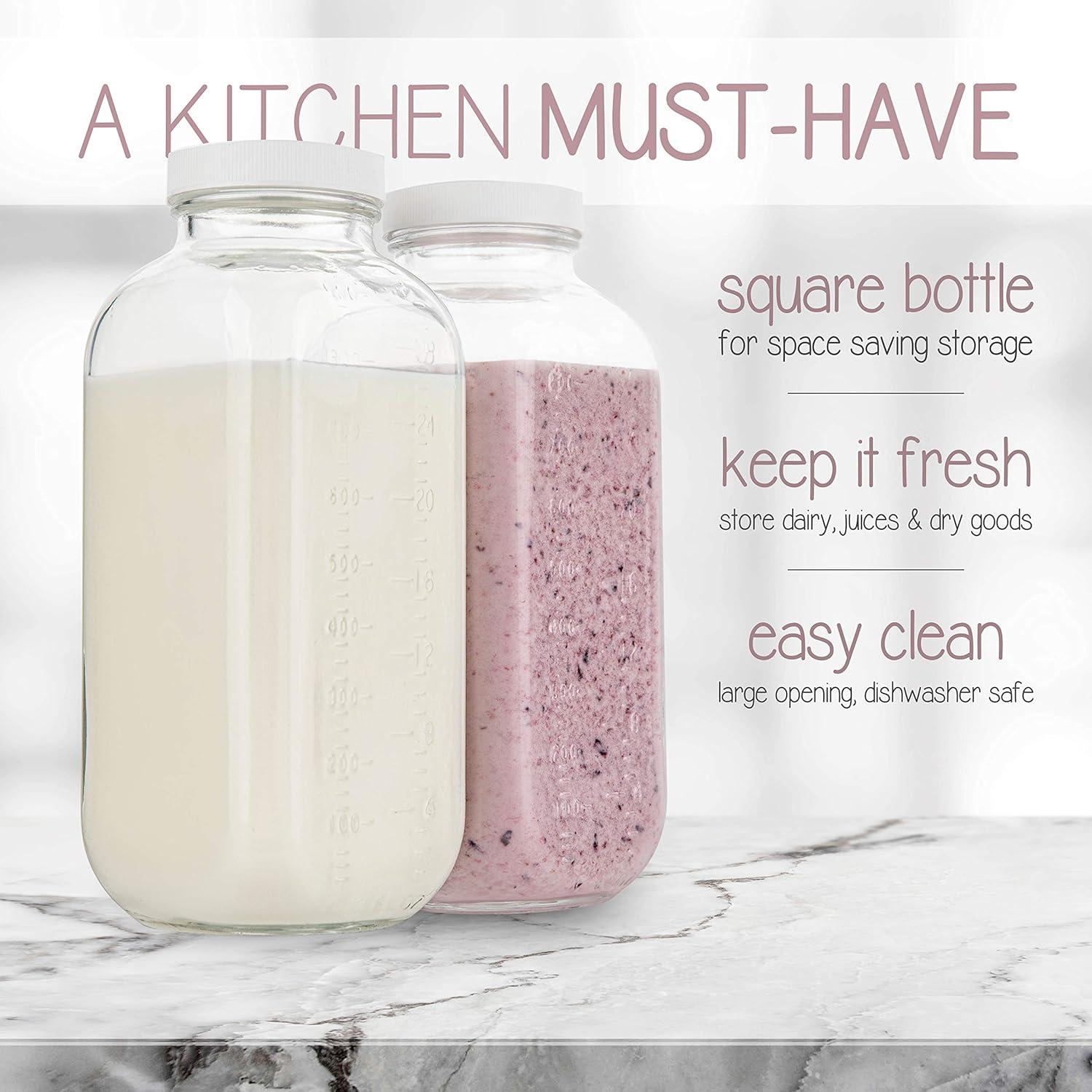 Botellas de Vidrio Kitchentoolz 32 oz Cuadradas - Paquete de 2