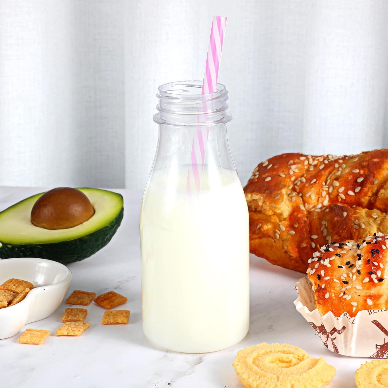 Yinkin 20 Botellas de Plástico 240 ml con Pajitas y Tapas