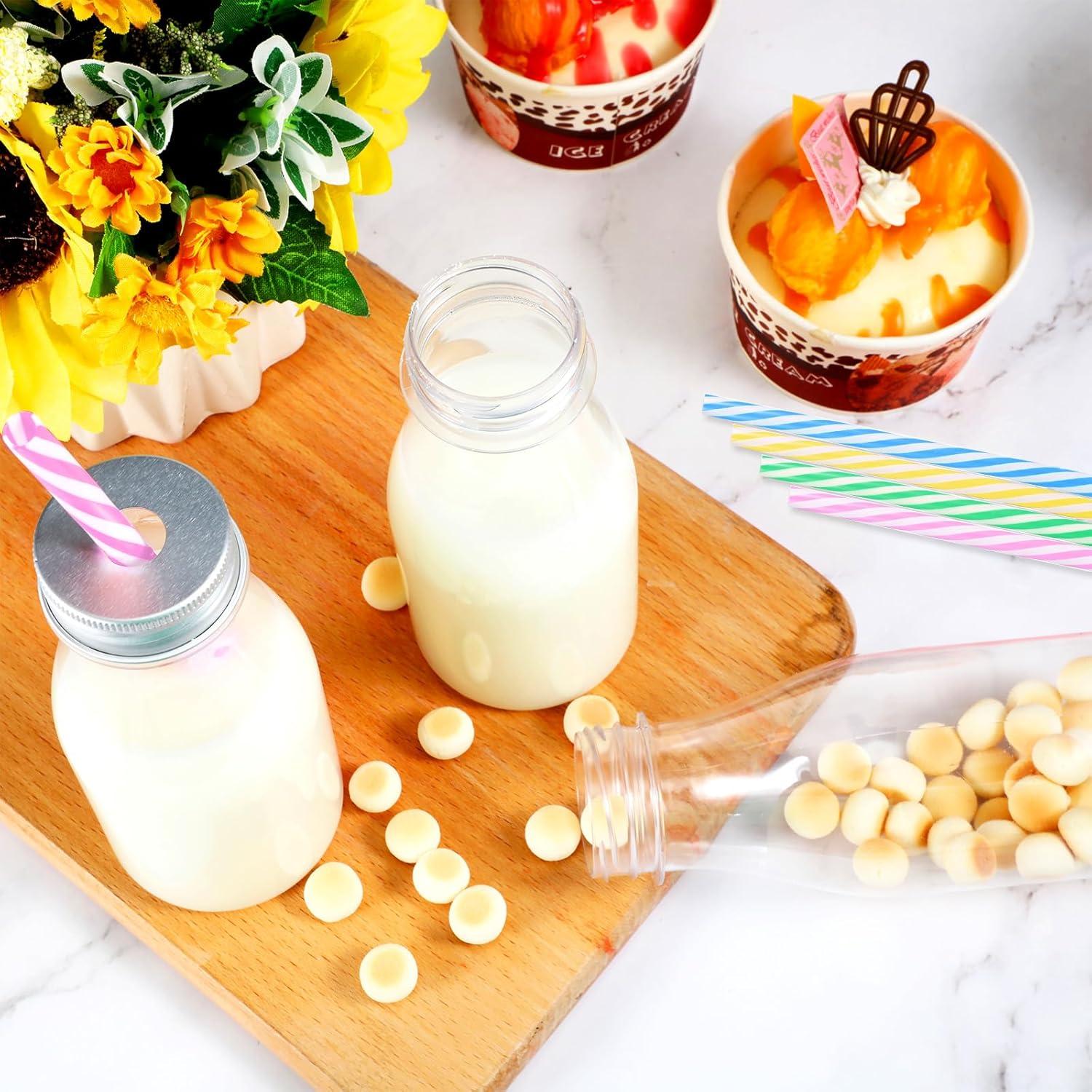 Yinkin 20 Botellas de Plástico 240 ml con Pajitas y Tapas