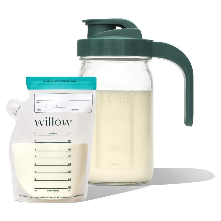 Jarra de vidrio para leche materna Willow 946 ml + 100 bolsas 240 ml