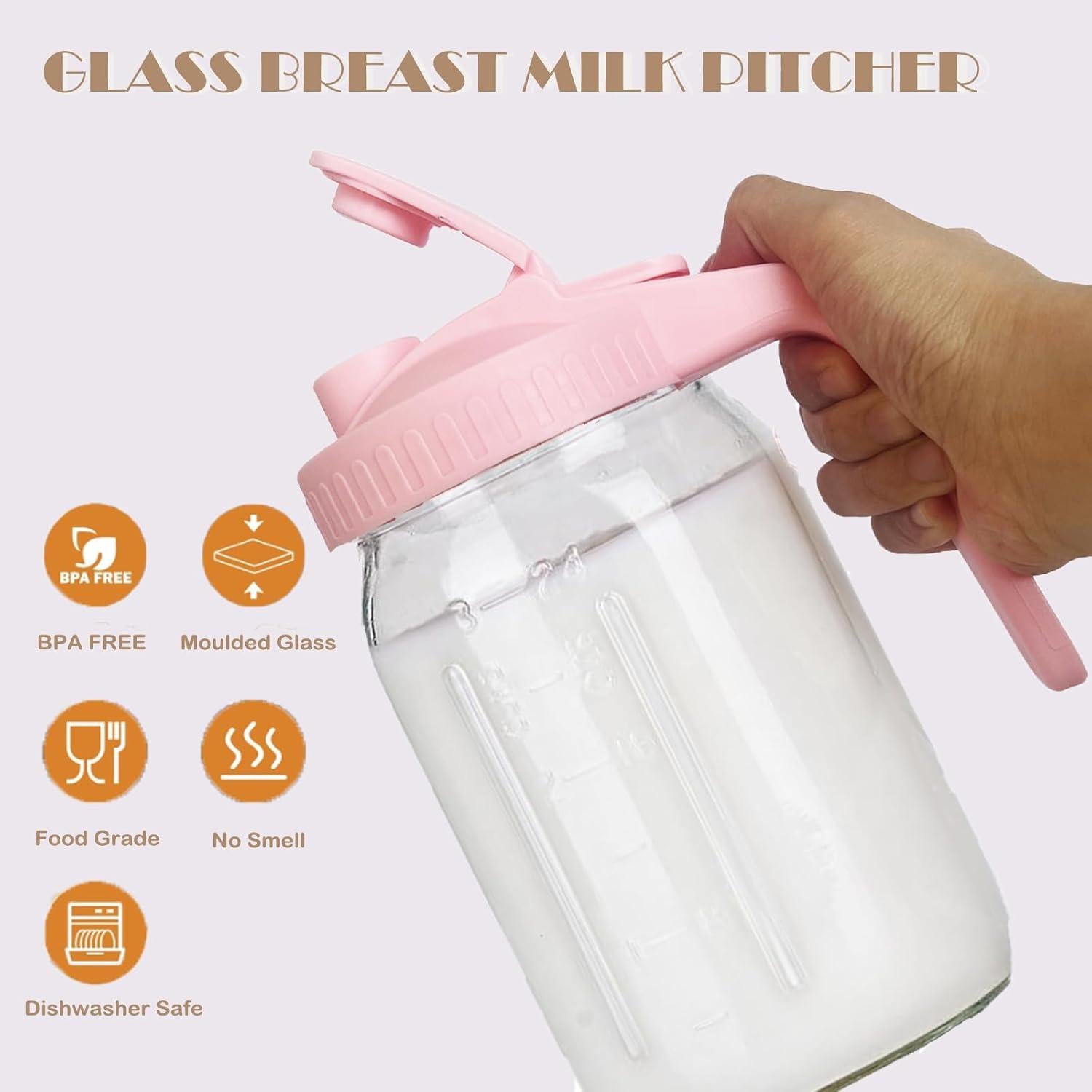 Jarra de Leche Materna SusuBee 1 Cuarto Vidrio A Prueba de Fugas