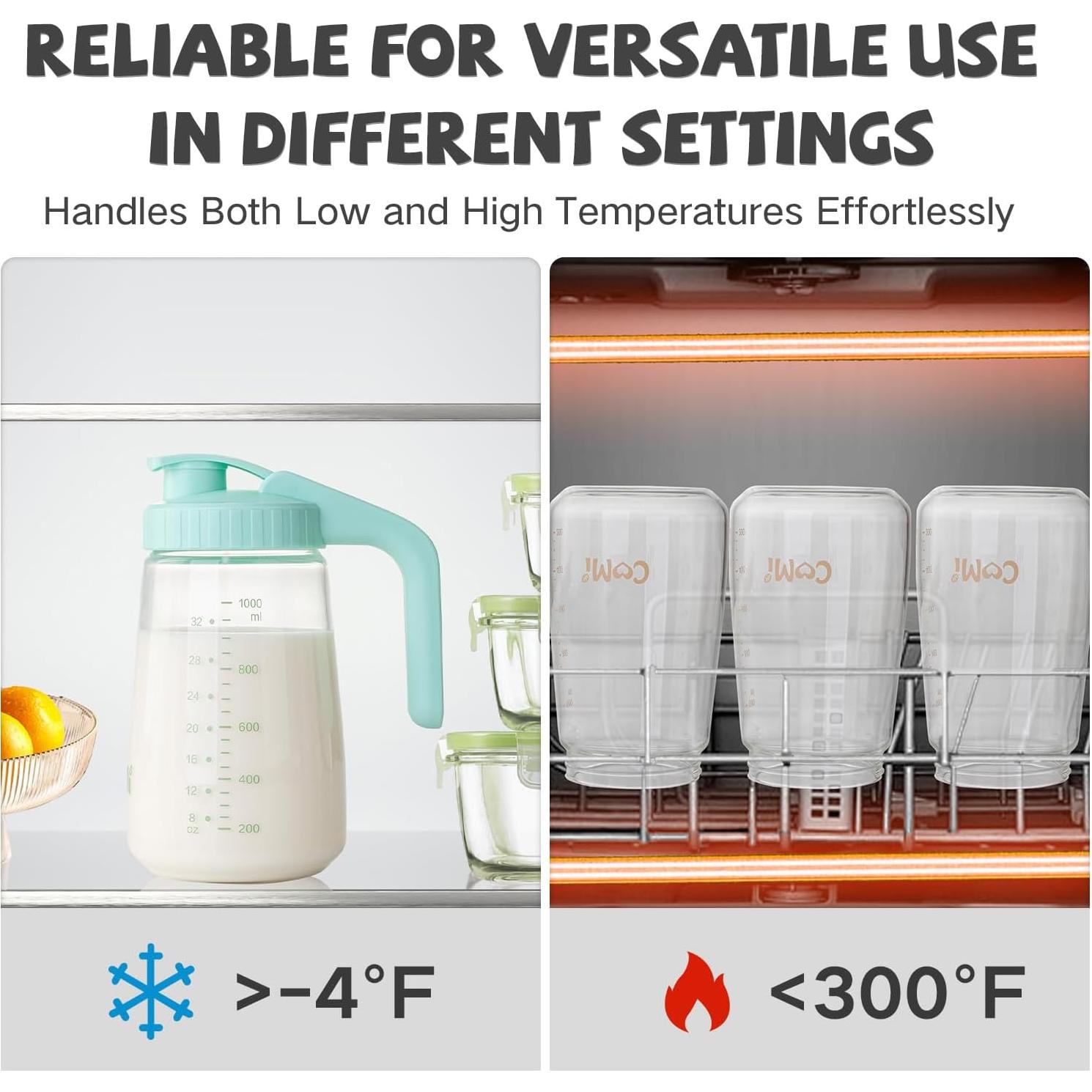 Jarra de Leche Materna COMI 1.01L Vidrio Borosilicato Verde