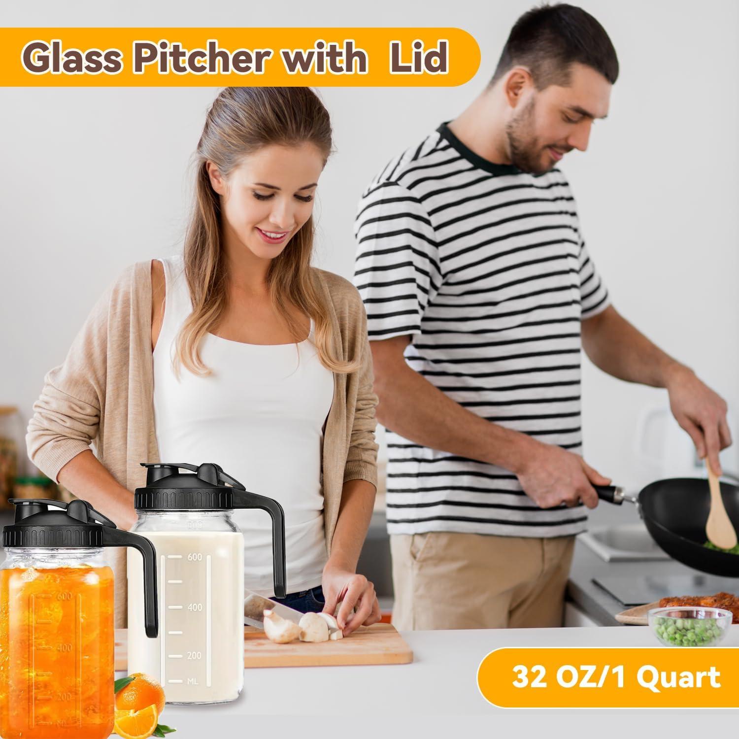 Jarra de Leche Materna de Vidrio Deeriz 946ml con Tapa Hermética