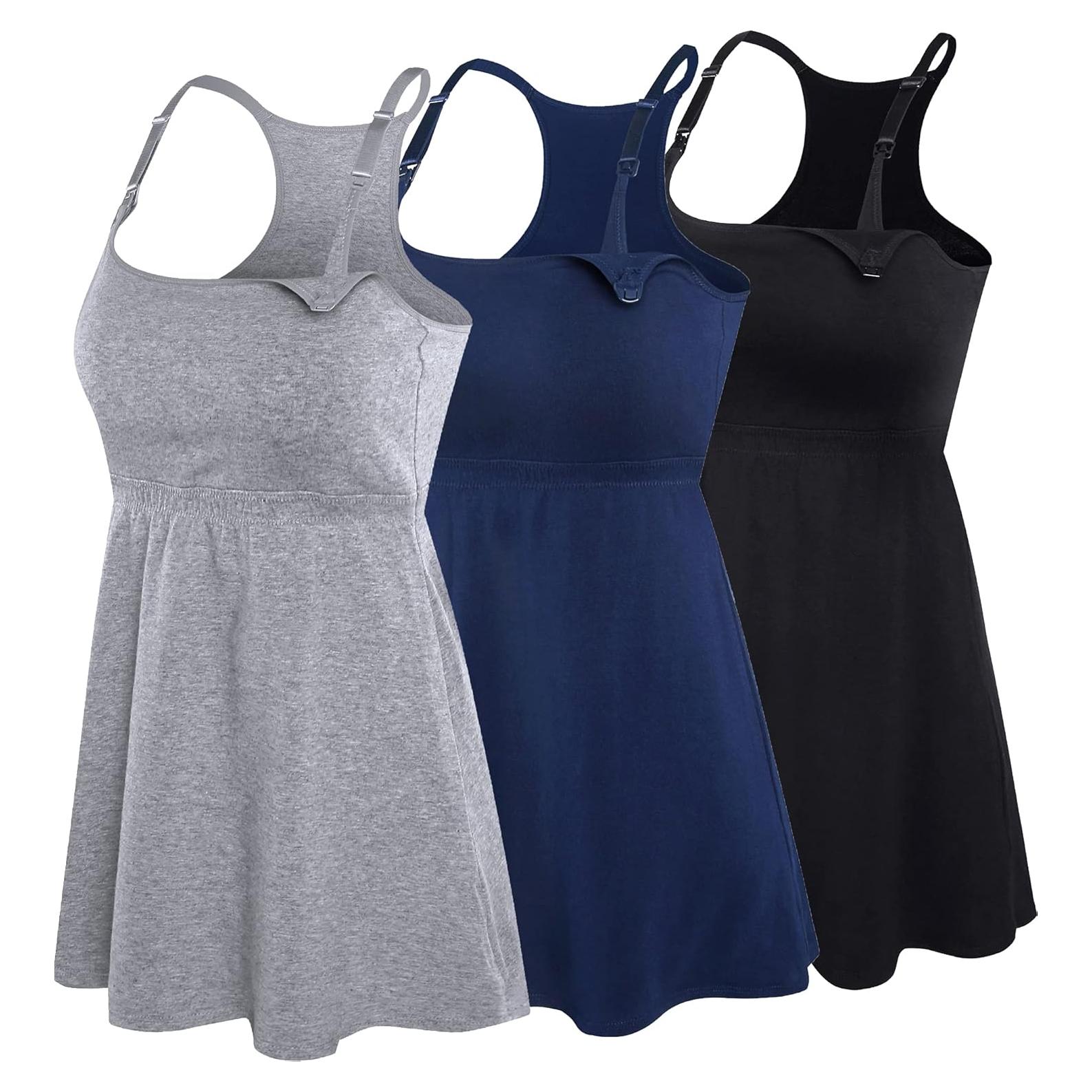 Camisetas de Maternidad de Algodón SUIEK 3-Pack Lactancia